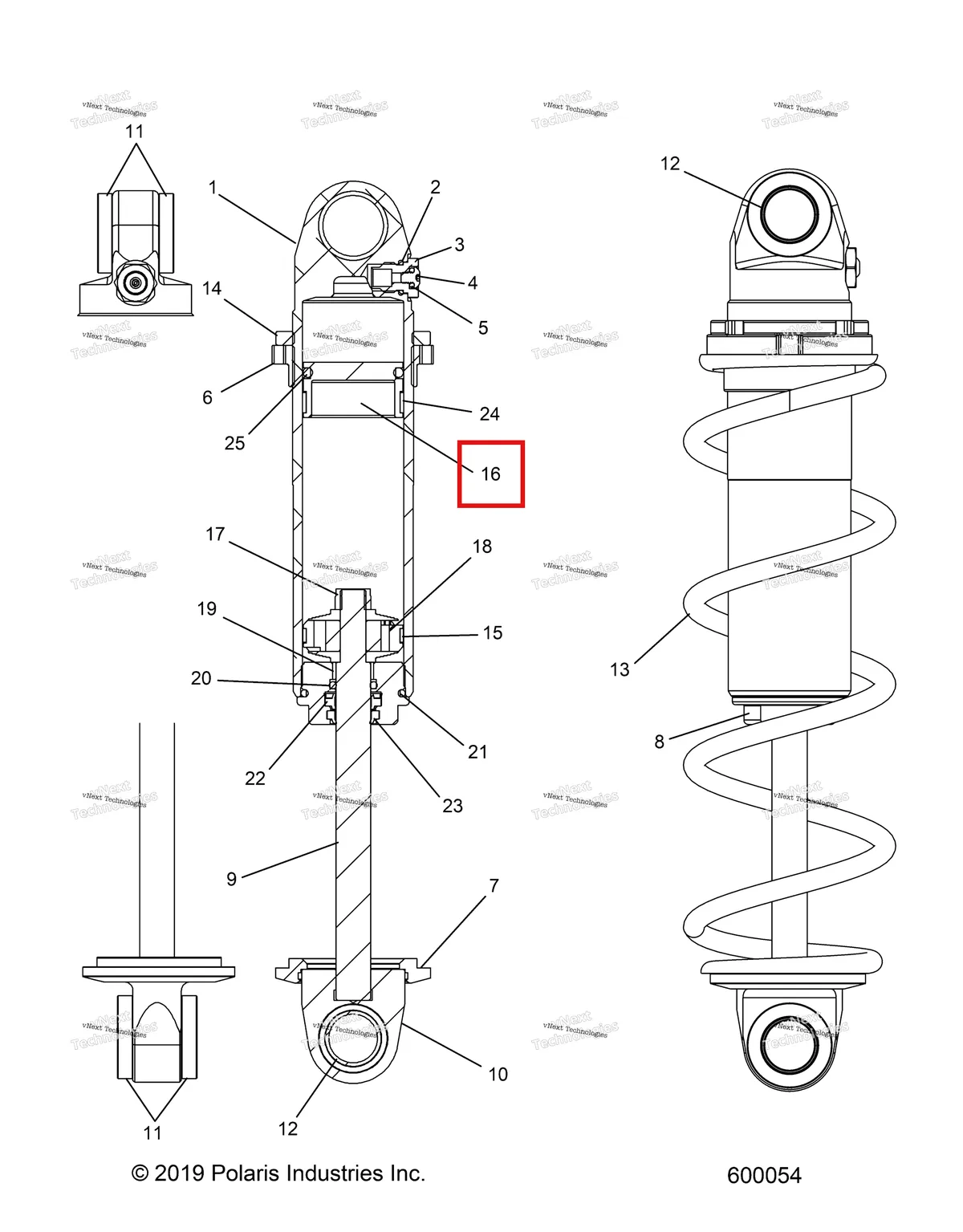 Деталь 1800348 (Поршень RES / поршень IFP 600204 Polaris 800 AXYS Pro RMK LE 155 (2017) (1800348)) на схеме узла Suspension, Shock, Front Track (600054)