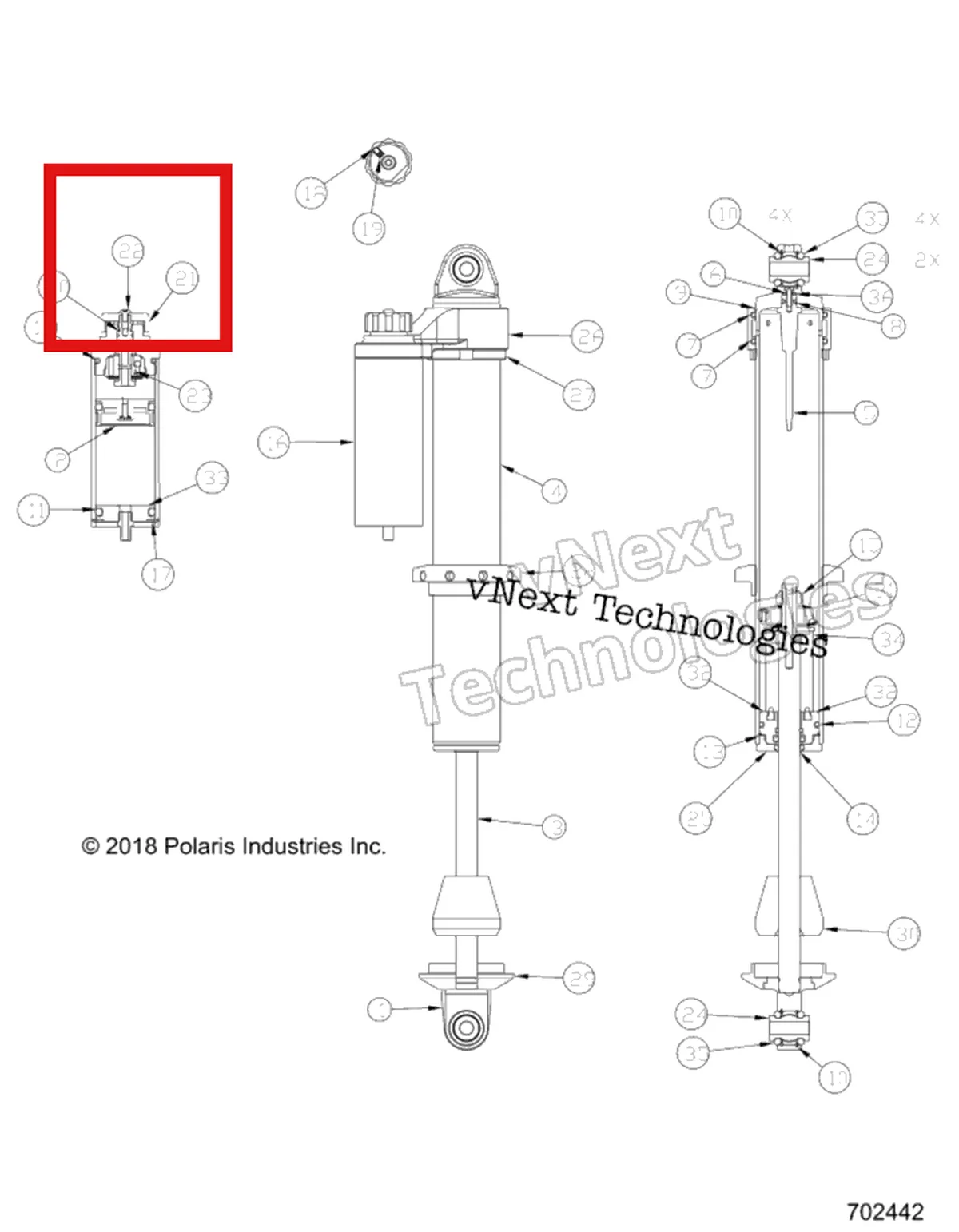 Деталь 1800357 (Винт 10 X5 / 8 BTN SS 500603 Polaris 800 AXYS Pro RMK LE 155 (2017) (1800357)) на схеме узла Suspension, Front Shock Internals