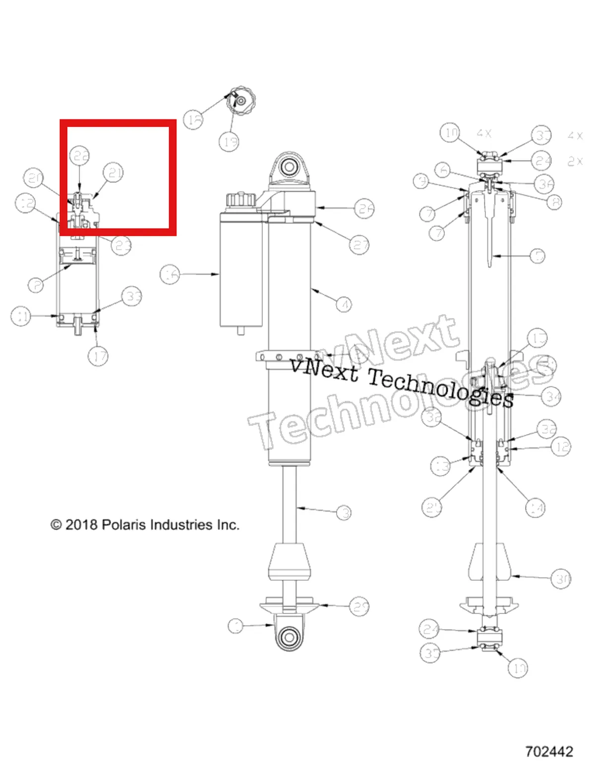 Деталь 1800418 (Ручка CLICKER чёрный Polaris 800 AXYS Pro RMK LE 155 (2017) (1800418)) на схеме узла Suspension, Front Shock Internals