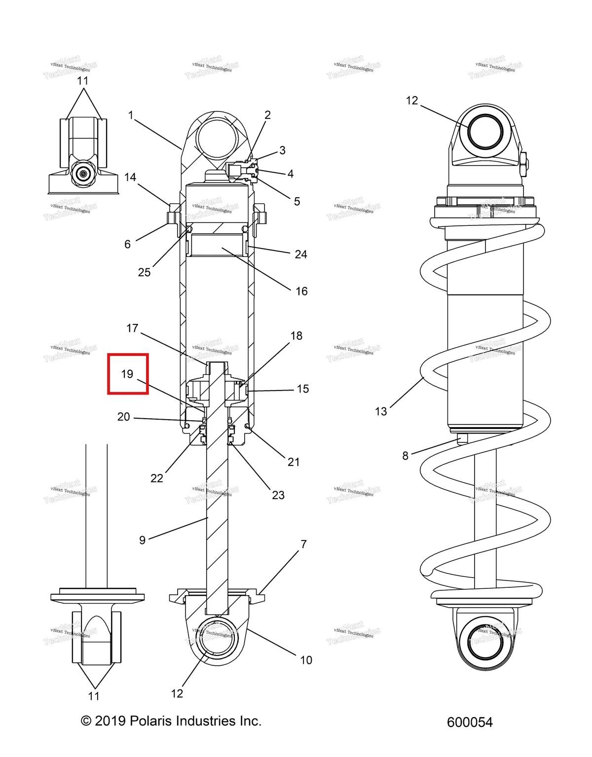 Деталь 1800544 (Вал втулка Polaris 800 AXYS Pro RMK LE 155 (2017) (1800544)) на схеме узла Suspension, Shock, Front Track (600054)