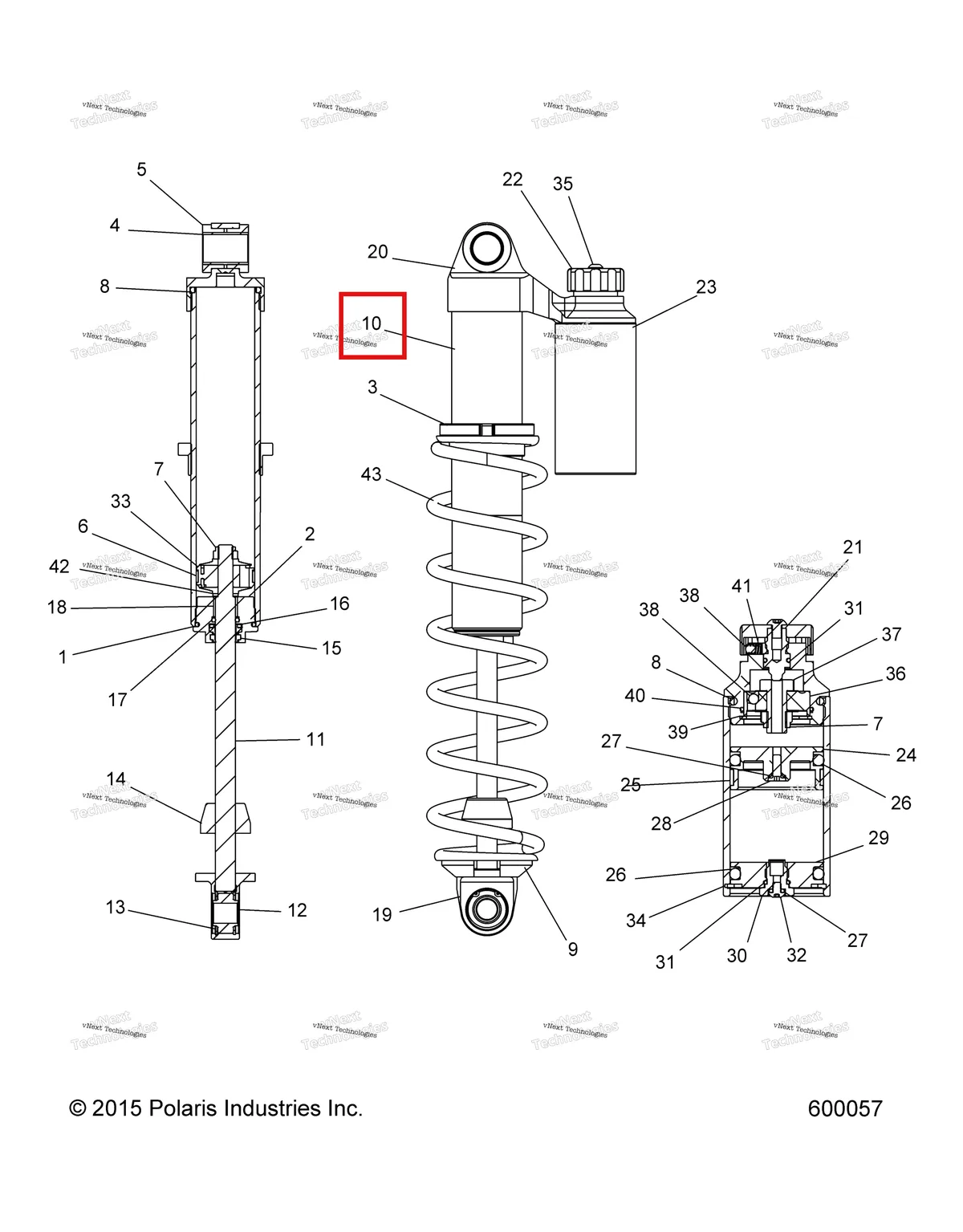 Деталь 1800653 (Корпус IFS 8.495 L чёрный 1400115 Polaris 800 AXYS Pro RMK LE 155 (2017) (1800653)) на схеме узла Suspension, Shock, Ifs W/Reservoir All Options