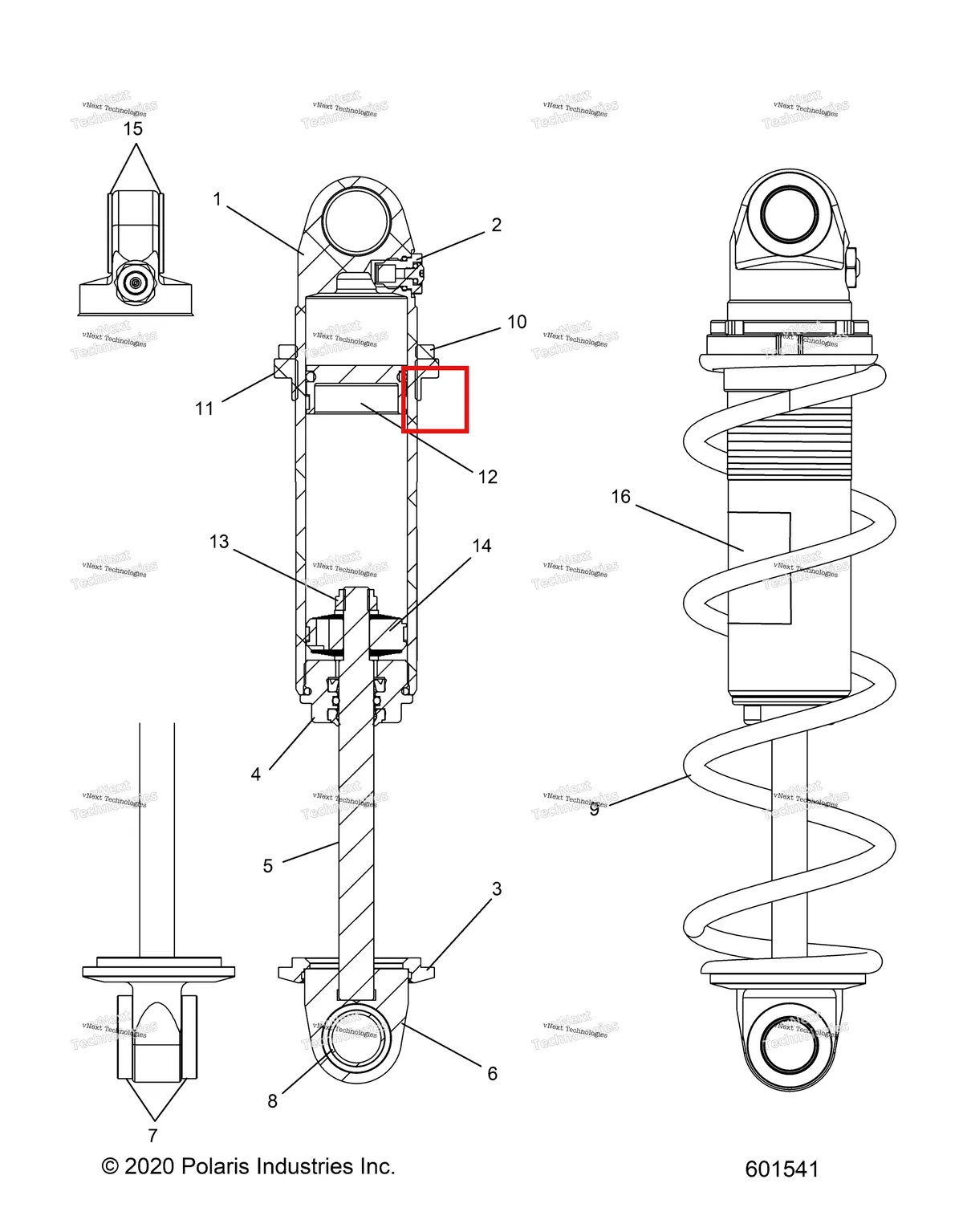 Деталь 1800722 (Корпус FT 6.81 CLR 1400131 7044341 Polaris 800 AXYS Pro RMK LE 155 (2017) (1800722)) на схеме узла Suspension, Shock, Front Track S27tfb6r
