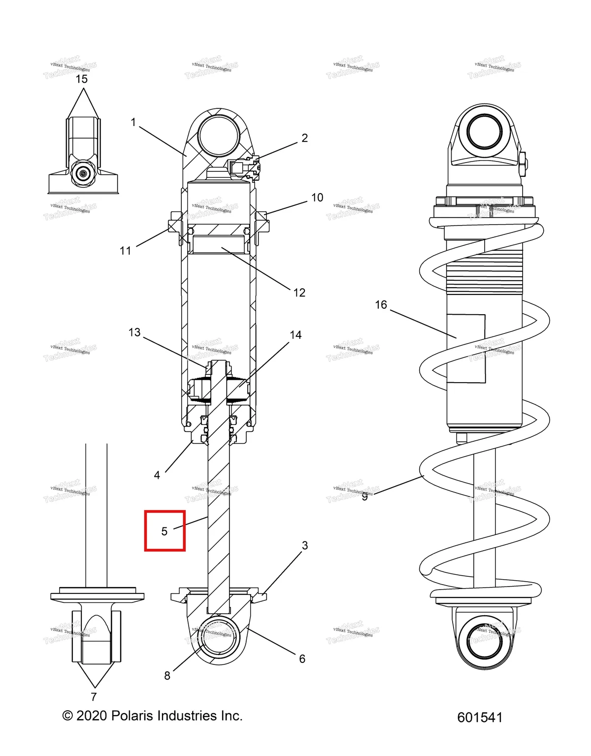 Деталь 1800725 (Вал 50 × 5.935 L Polaris 800 AXYS Pro RMK LE 155 (2017) (1800725)) на схеме узла Suspension, Shock, Front Track S27tfa9b
