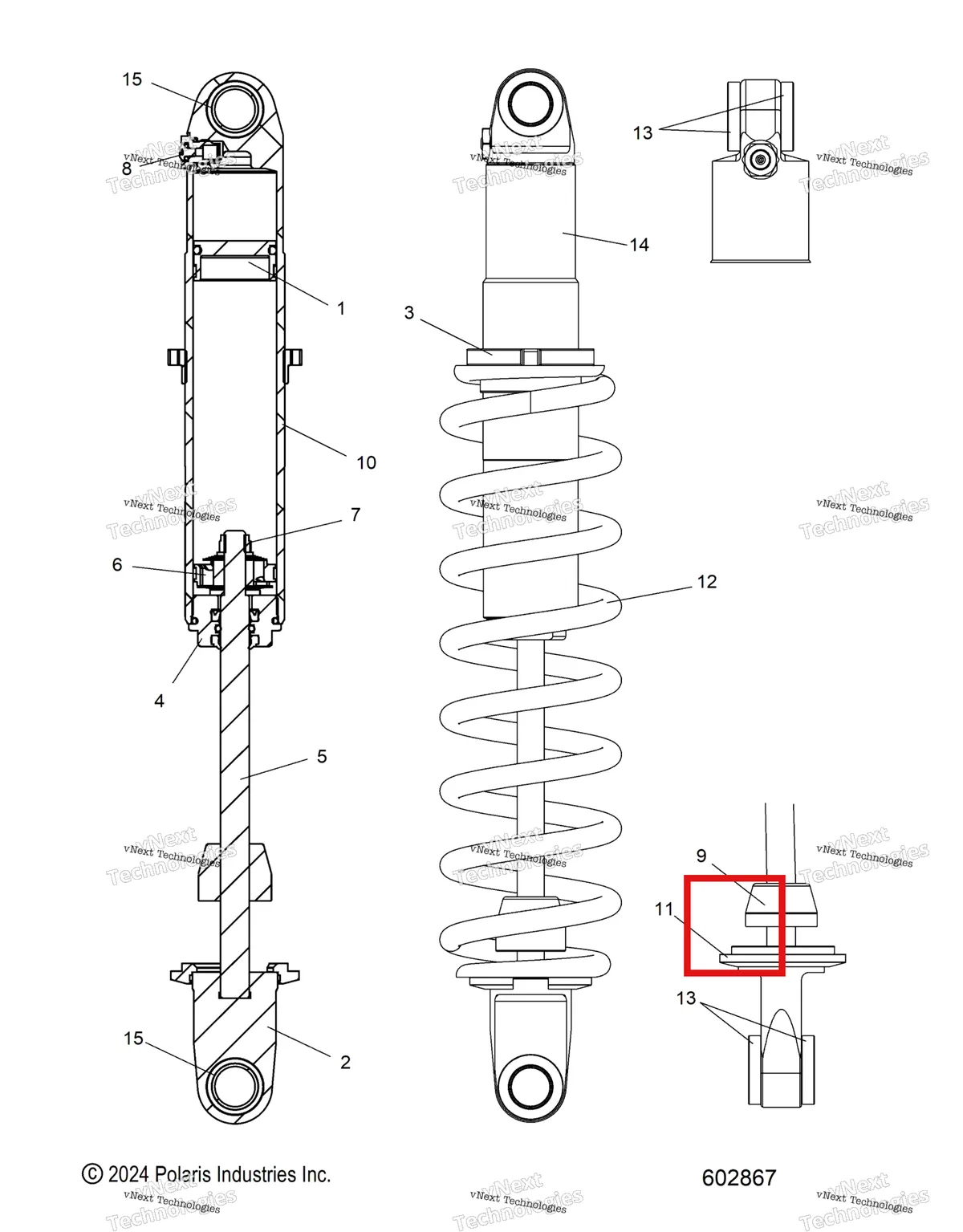 Деталь 1800728 (Корпус RT MONO CLR 1500132 Polaris 800 AXYS Pro RMK LE 155 (2017) (1800728)) на схеме узла Suspension, Shock, Rear Track S27tfb6r