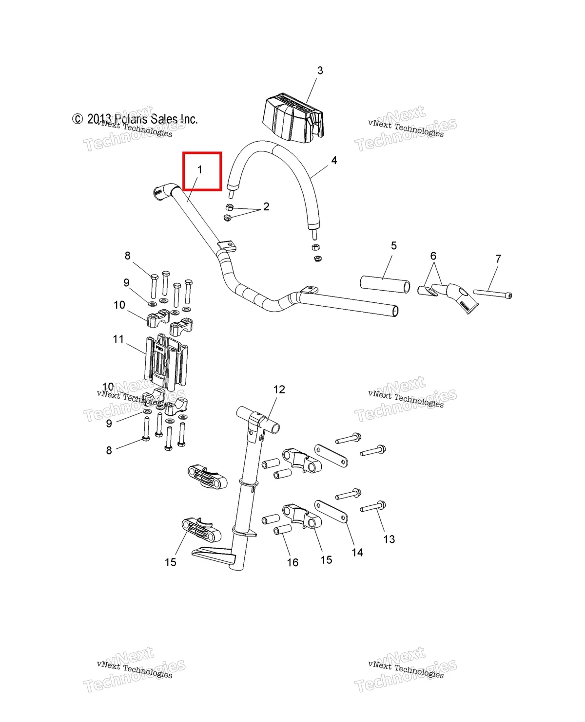 Деталь 1823271-067 на схеме узла Steering, Handlebar Mounting