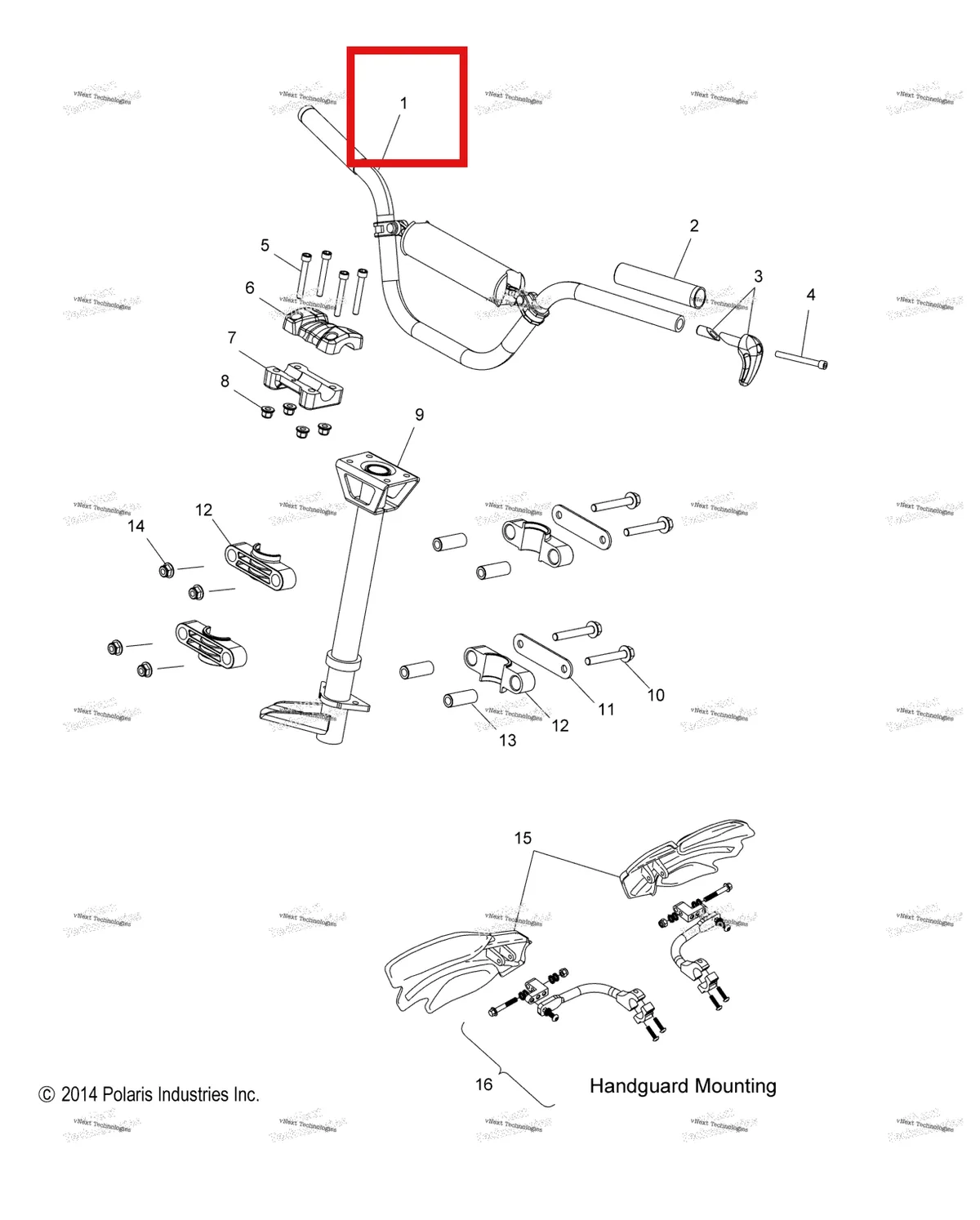 Деталь 1823377 на схеме узла Steering, Handlebar Mounting All Options