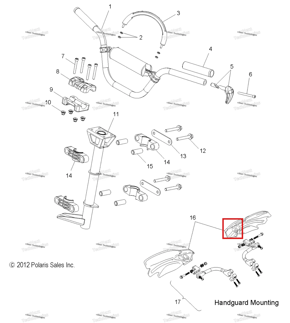 Деталь 1823576-329 на схеме узла Steering, Handlebar Mounting All Options