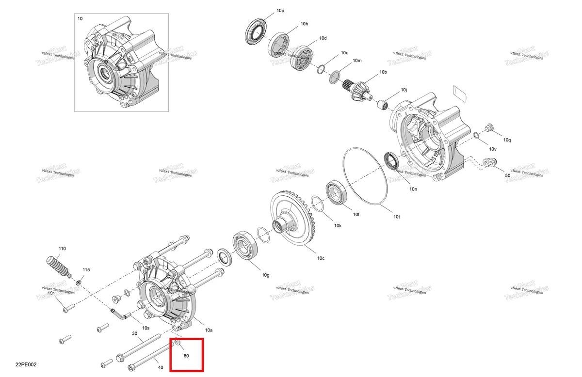 Деталь 20005 (Шайба М10) на схеме узла 2025 Can-Am OUT-MAX - 6X6 - DPS - 650 EFI - 5YSA - Tundra Green Drive - Final Drive Unit