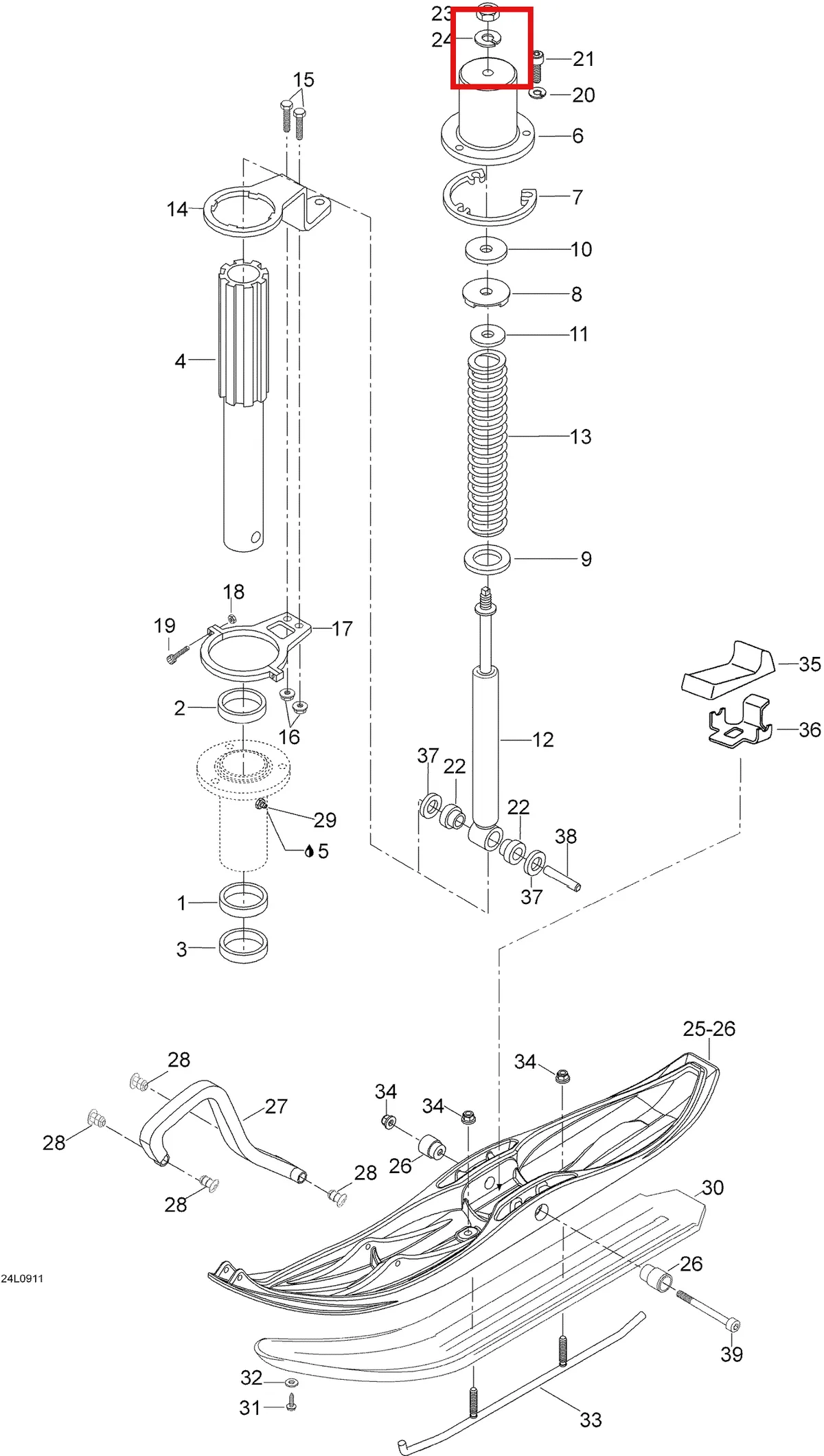 Деталь 20012 (Шайба) на схеме узла 07- Front Suspension And Ski