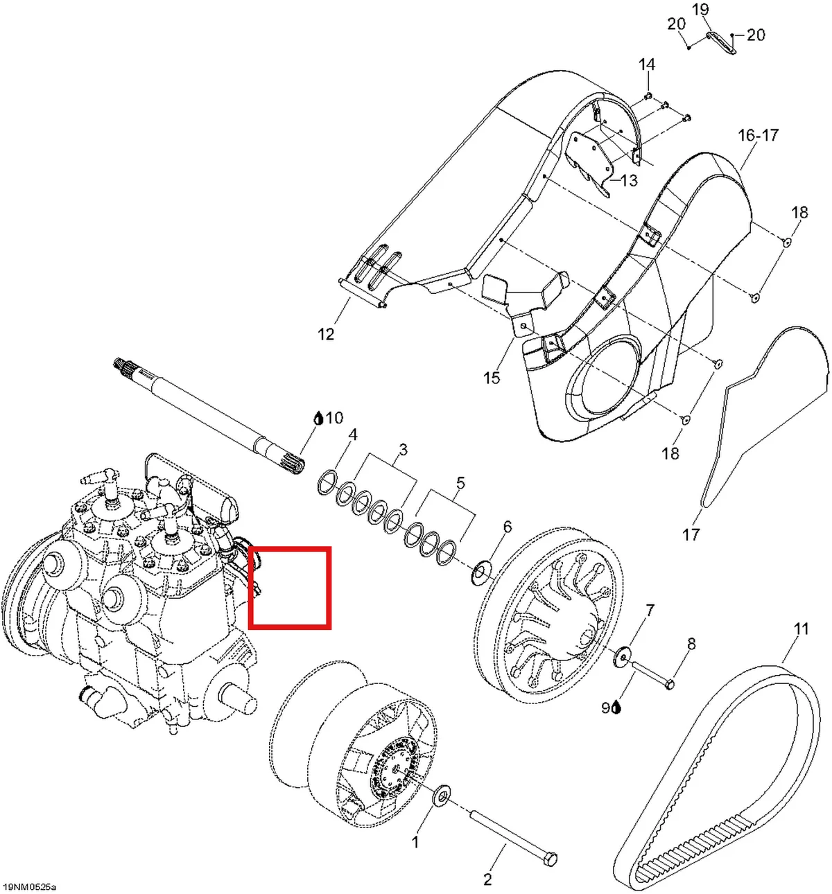 Деталь 20110 (Шайба М14) на схеме узла 05- Drive System