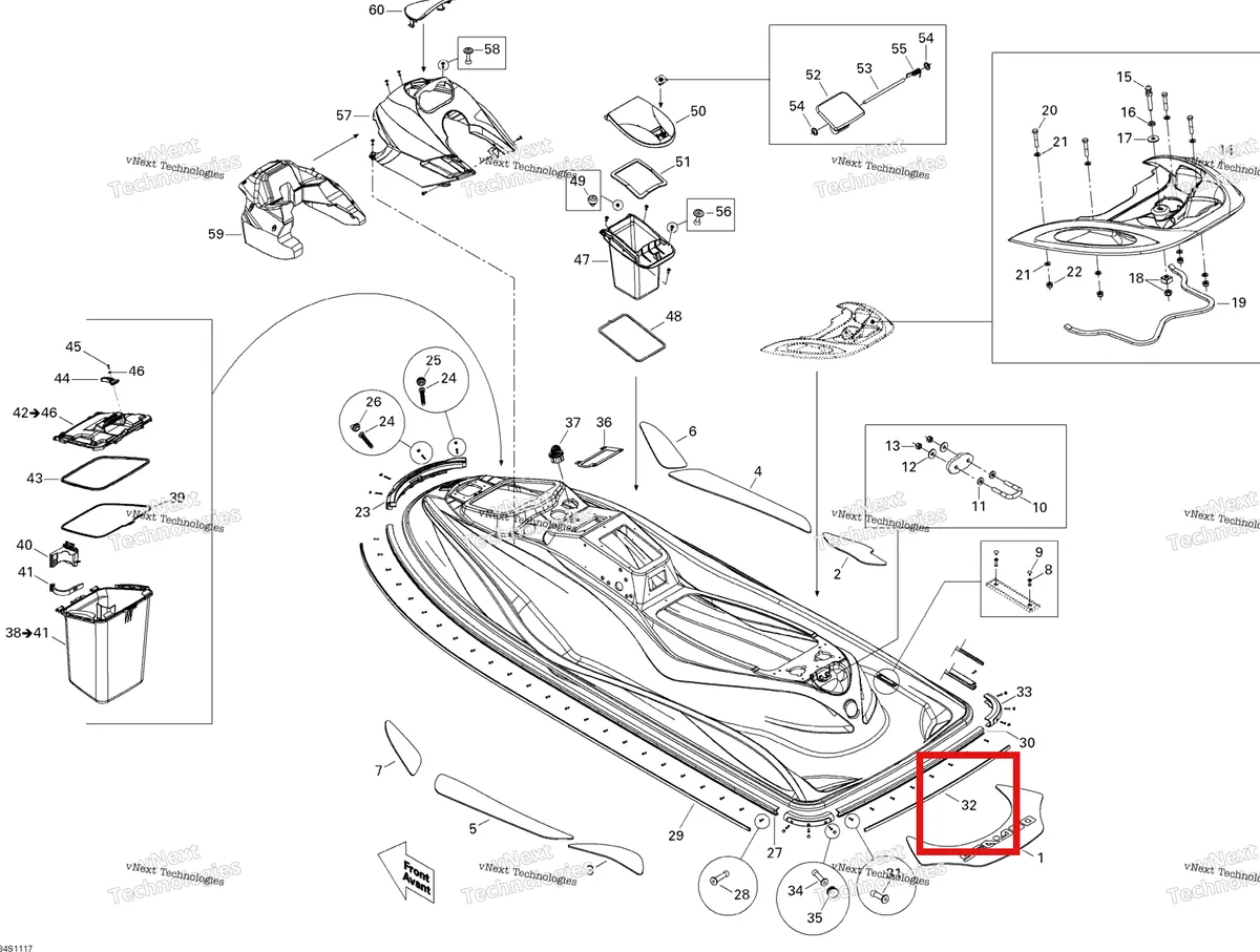 Деталь 204050279 на схеме узла 2011 Sea-Doo GTS Pro 130 Body