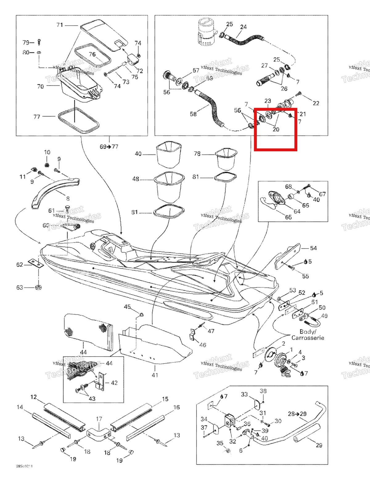 Деталь 204060071 на схеме узла 2003 Sea-Doo LRV DI, 5771 Body 2