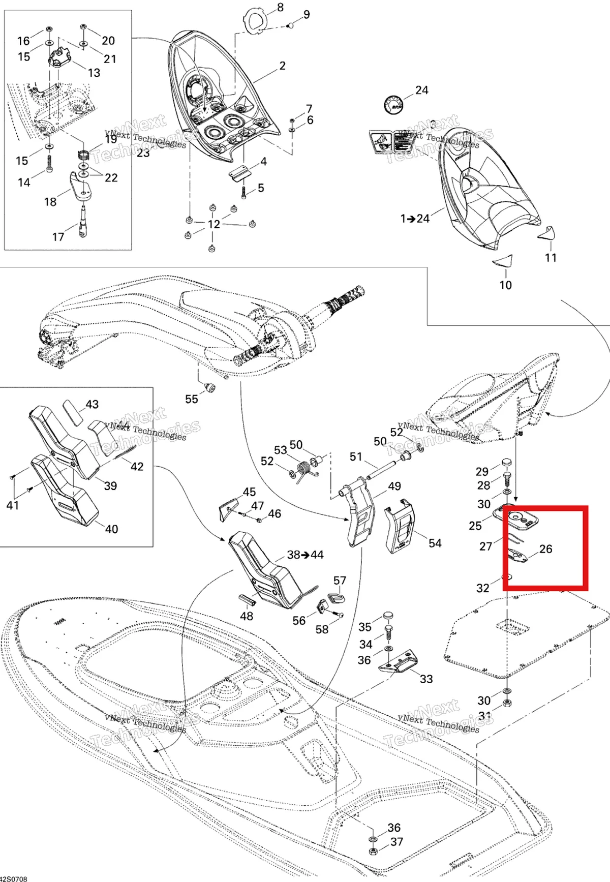 Деталь 204070036 на схеме узла 2007 Sea-Doo 3D 947 DI Kart Seat