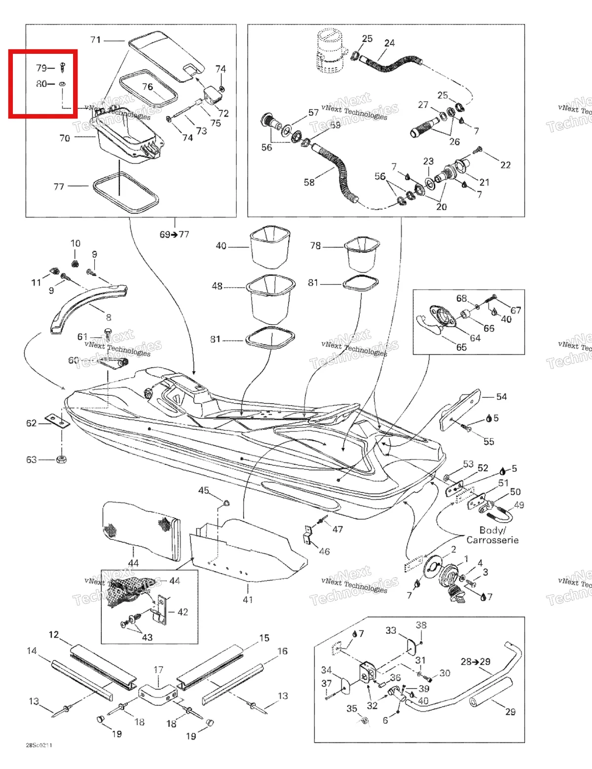 Деталь 204100057 на схеме узла 2003 Sea-Doo LRV DI, 5771 Body 2
