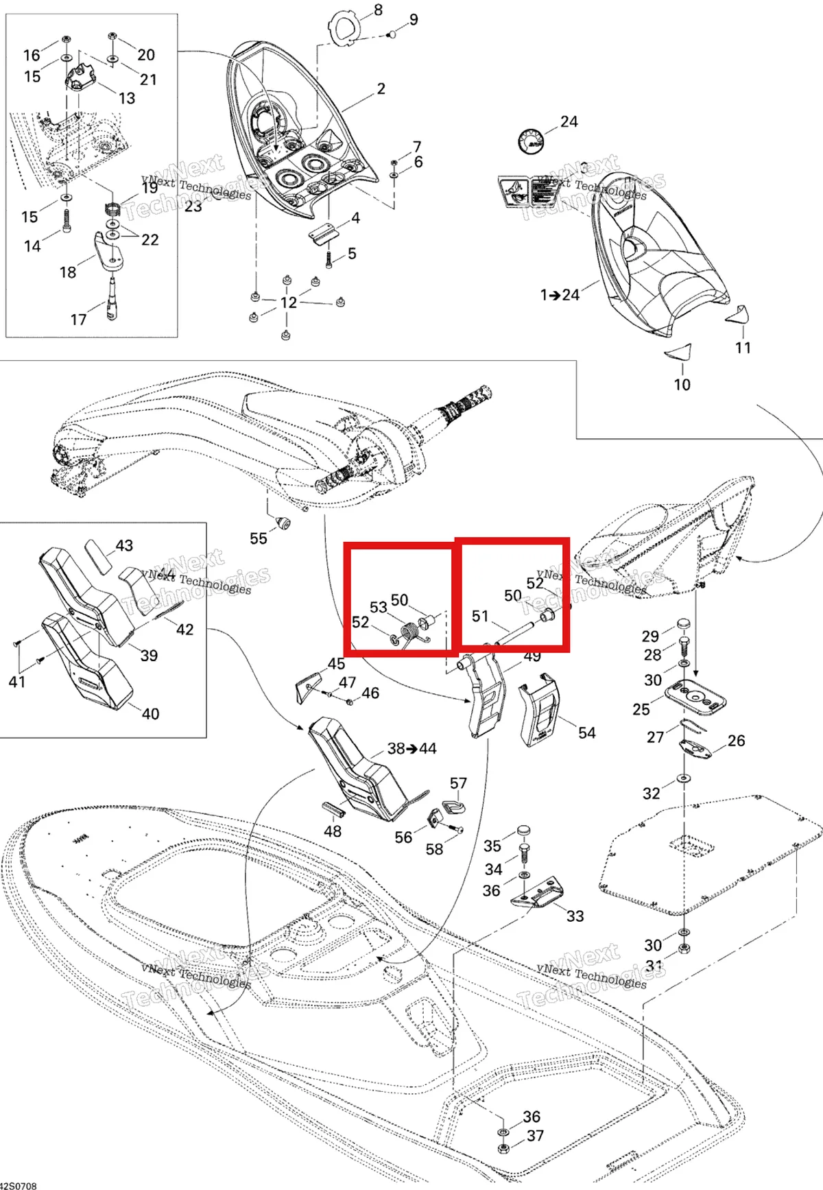 Деталь 204130095 на схеме узла 2007 Sea-Doo 3D 947 DI Kart Seat