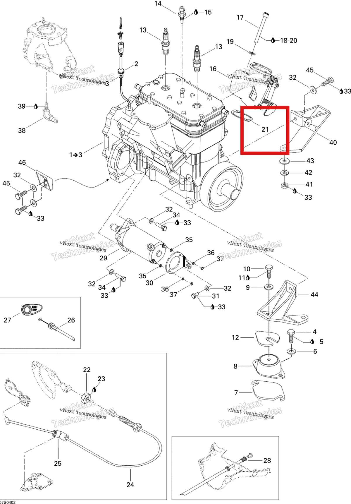 Деталь 204250035 на схеме узла 2004 Sea-Doo GTI Engine