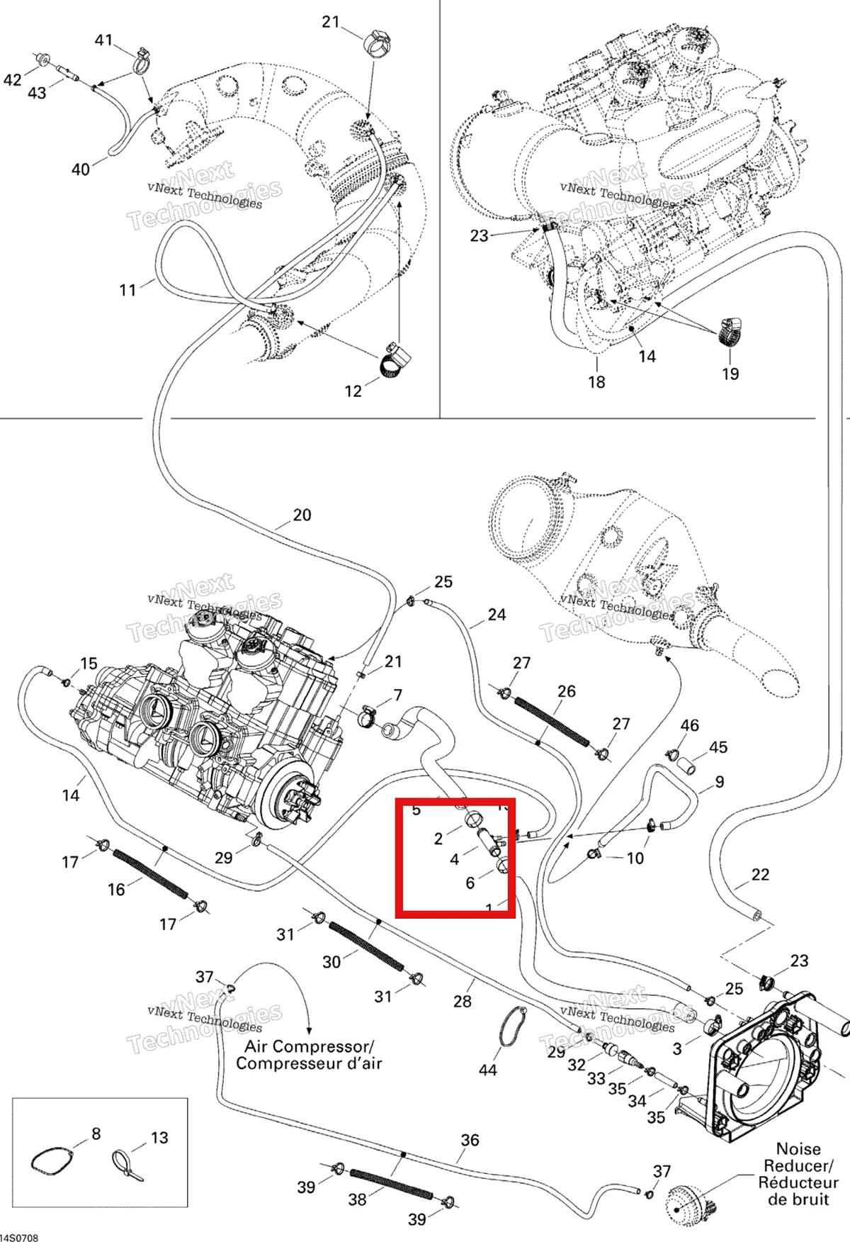 Деталь 204300182 на схеме узла 2007 Sea-Doo 3D 947 DI Cooling System