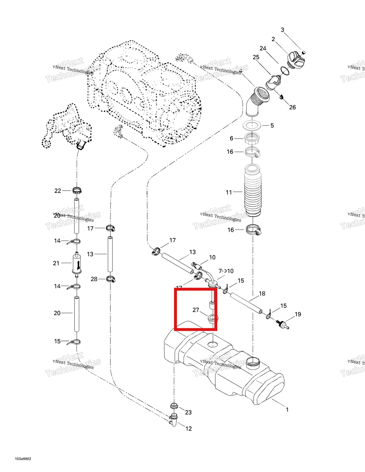Деталь 204470104 на схеме узла 1998 Sea-Doo GS, 5626/5844 Oil Injection System