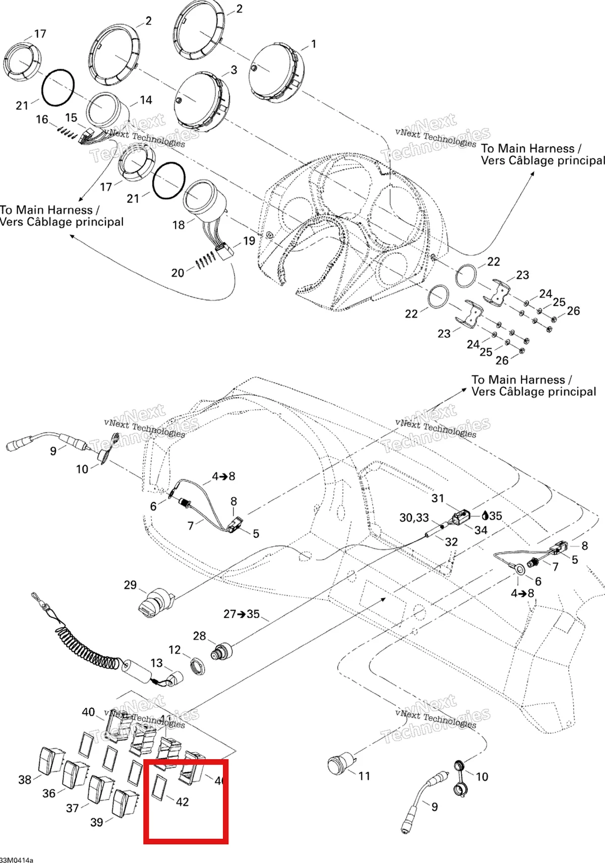 Деталь 204470132 на схеме узла 2004 Ski-Doo Elite 1500 1st Edition Electrical System 1