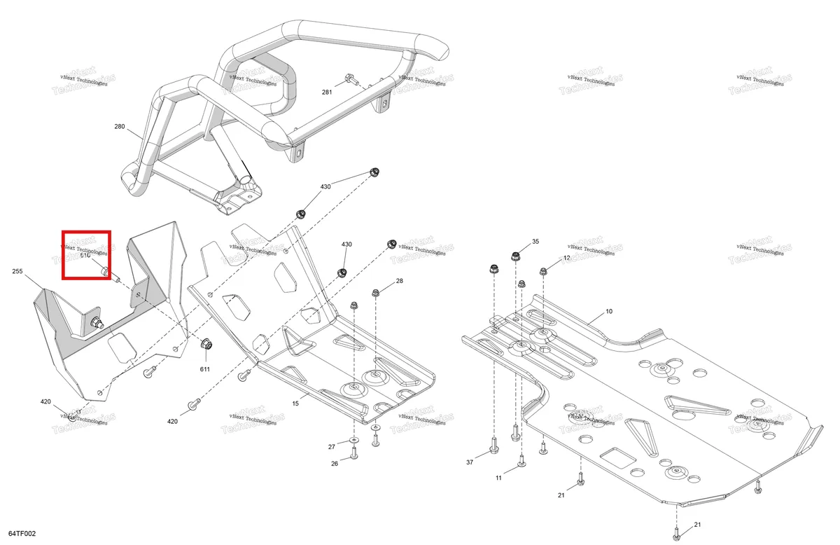 Деталь 205003044 на схеме узла 2026 Can-Am RENEGADE - 4X4 - XMR - 1000R EFI - 5UTA - Hyper Silver Body - Skid Plate And Bumper