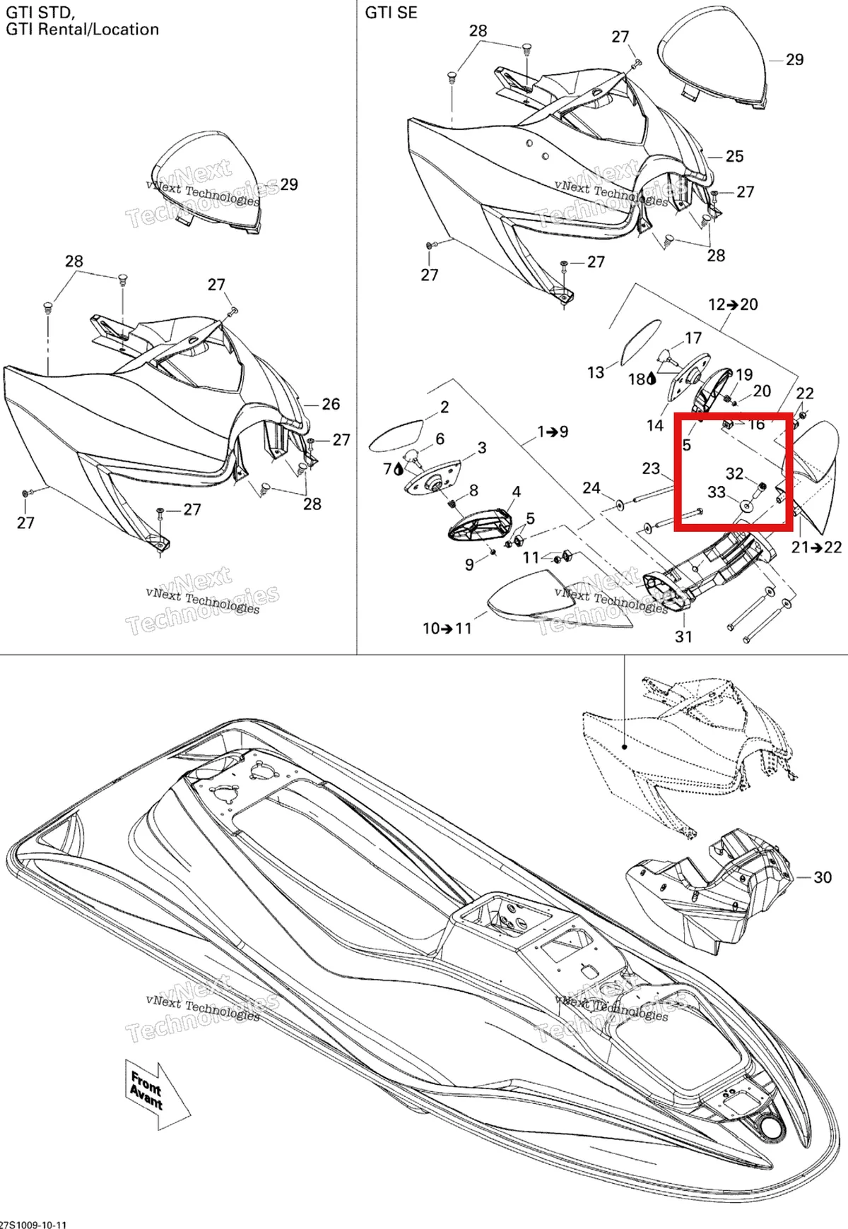 Деталь 205004060 на схеме узла 2010 Sea-Doo GTI SE 130 Body, Front View