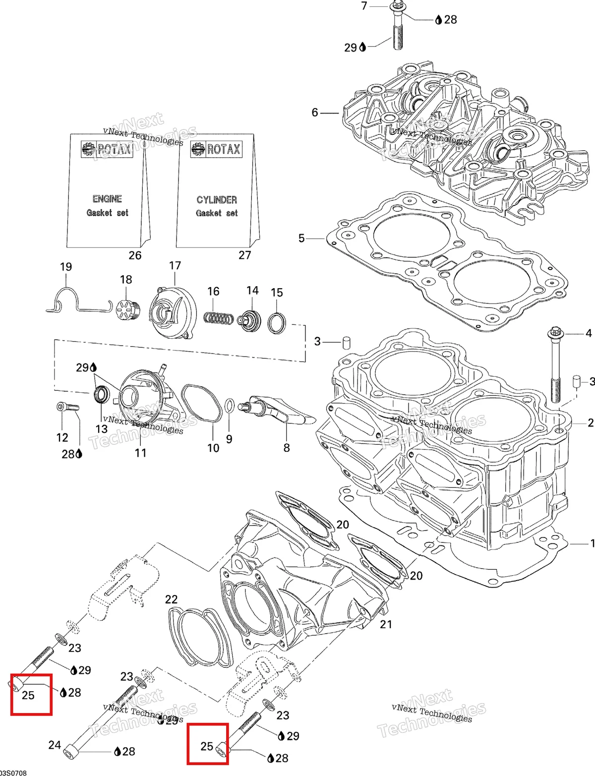Деталь 205006060 на схеме узла 2007 Sea-Doo 3D 947 DI Cylinder And Exhaust Manifold