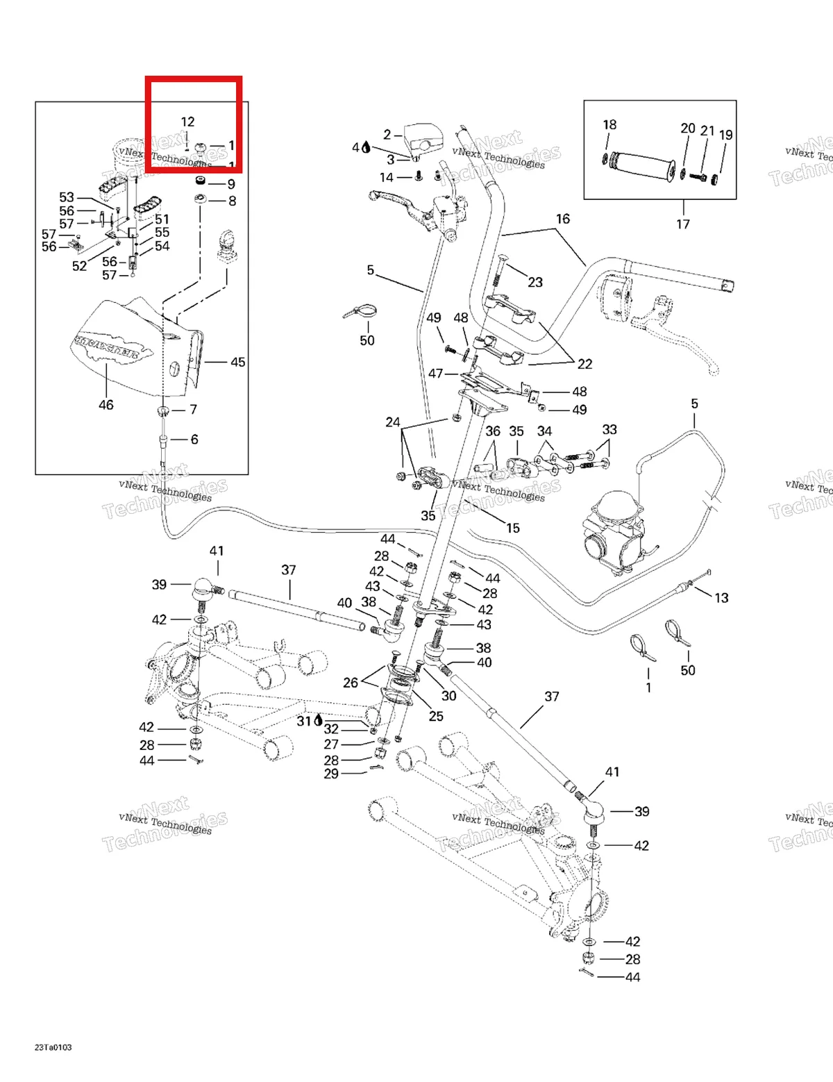 Деталь 205030487 на схеме узла 2001 Can-Am Traxter Autoshift Steering System