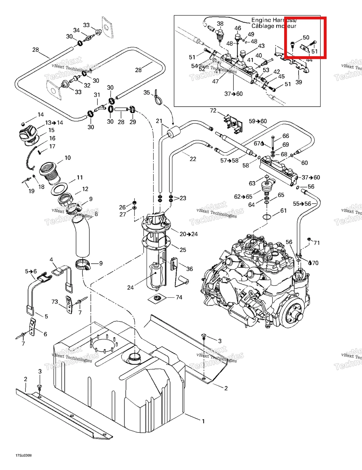Деталь 205051260 на схеме узла 2003 Sea-Doo RX DI, 6122/6123 Fuel System