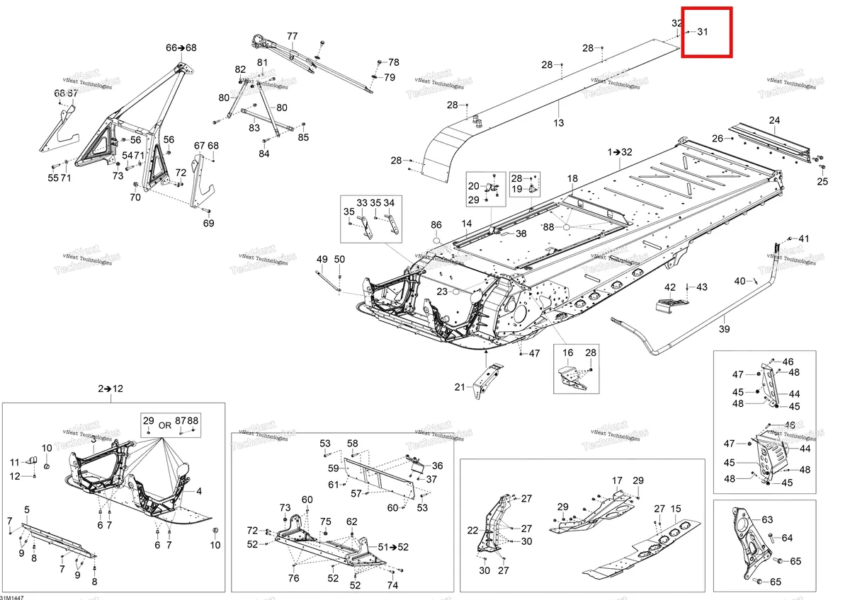 Деталь 205061244 (Деталь Socket Screw M6 X 12) на схеме узла 2014 Ski-Doo SKANDIC SWT 600HOETEC XU Frame