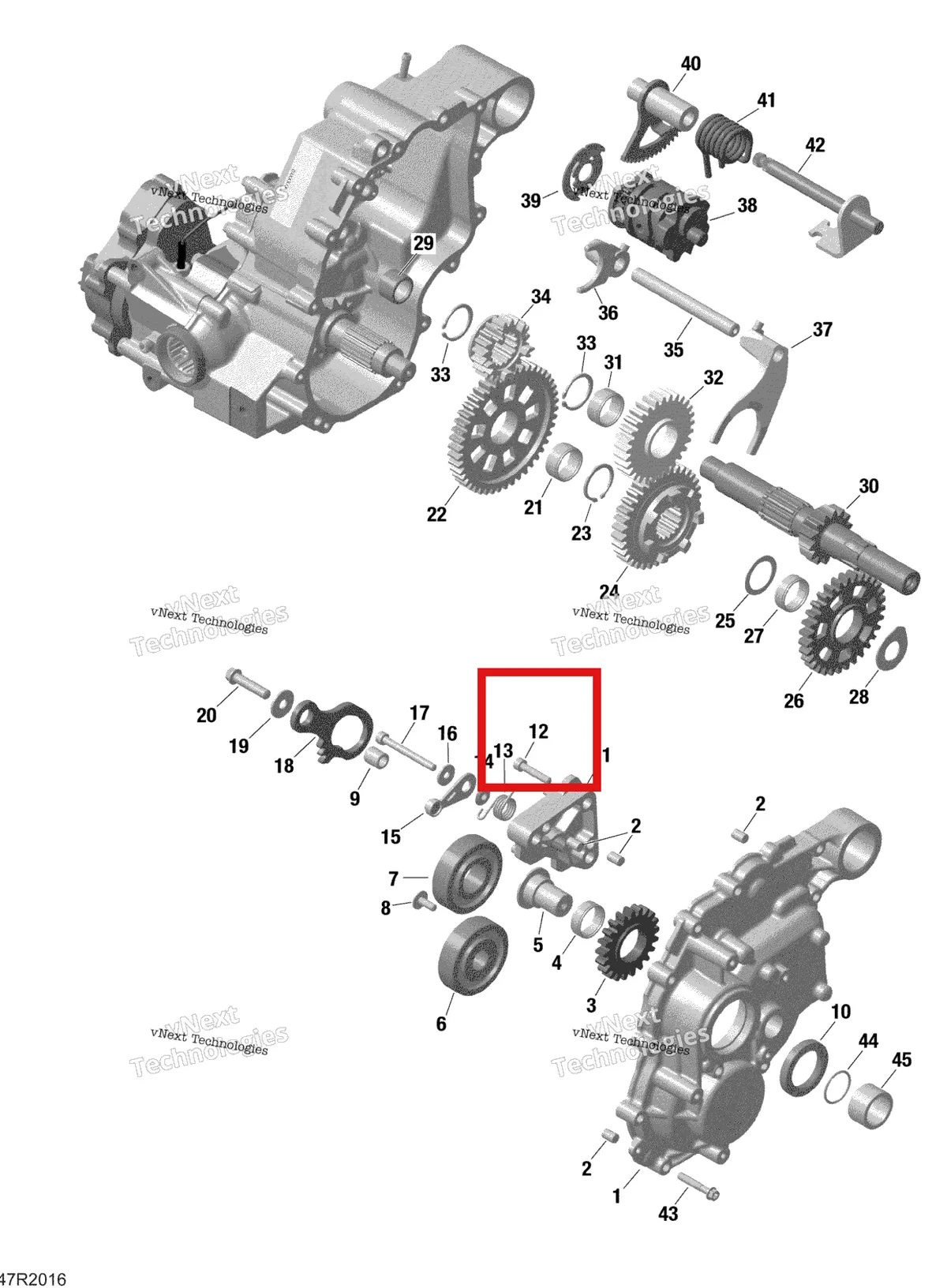 Деталь 205063044 (Деталь Socket Head Screw M6 X 30. Tightening Torque 8-10 Nm) на схеме узла 2022 Can-Am Renegade 570 EFI - STD Rotax - Gear Box 2 - 420686569