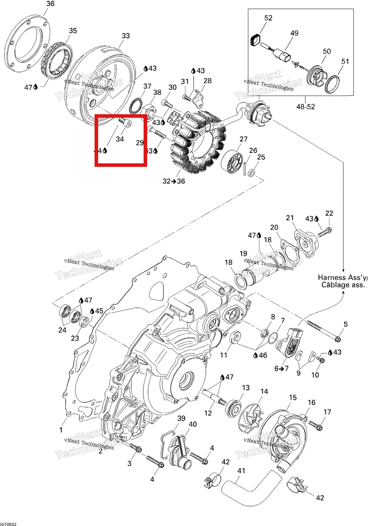 Деталь 205081644 на схеме узла 2005 Can-Am Traxter 5 Speed Ignition, Magneto And Water Pump