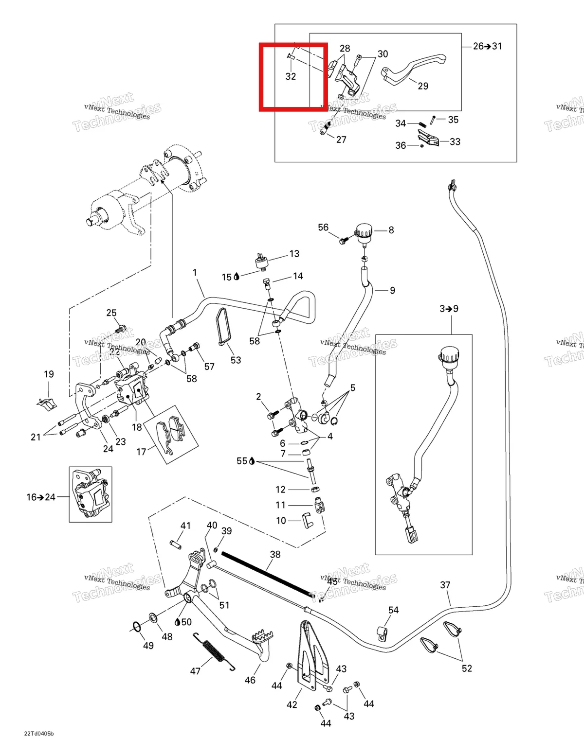Деталь 205351646 на схеме узла 2004 Can-Am Quest STD Hydraulic Rear Brake
