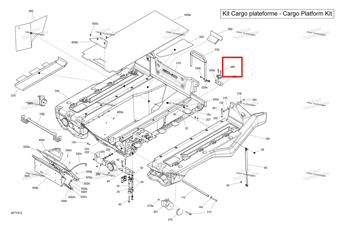 Деталь 205363586 на схеме узла 2019 Can-Am Outlander MAX 6X6 - 650 EFI Cargo 6X6 - Cargo Platform Kit