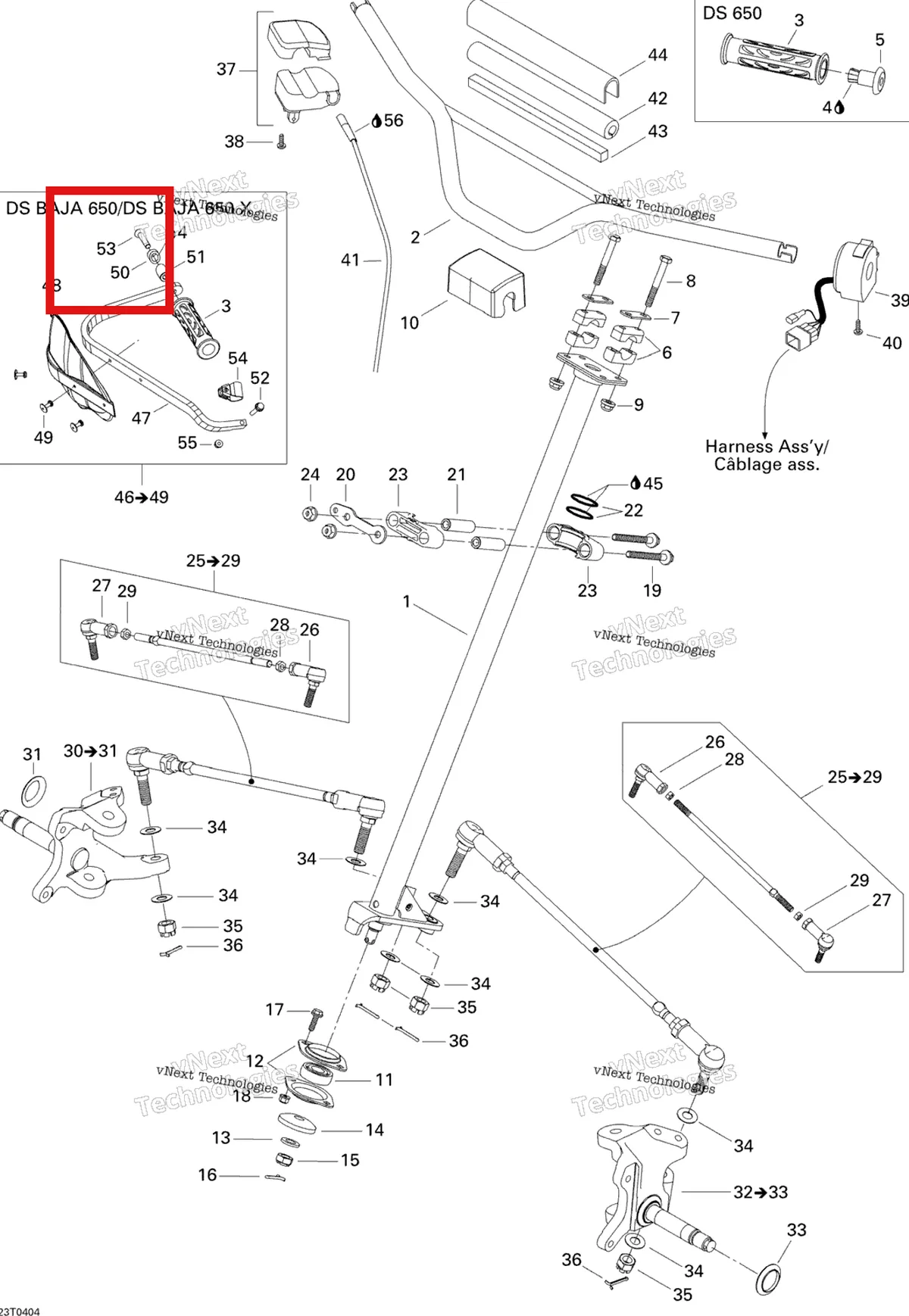 Деталь 205384044 на схеме узла 2004 Can-Am DS 650/DS 650 Baja/X Steering System