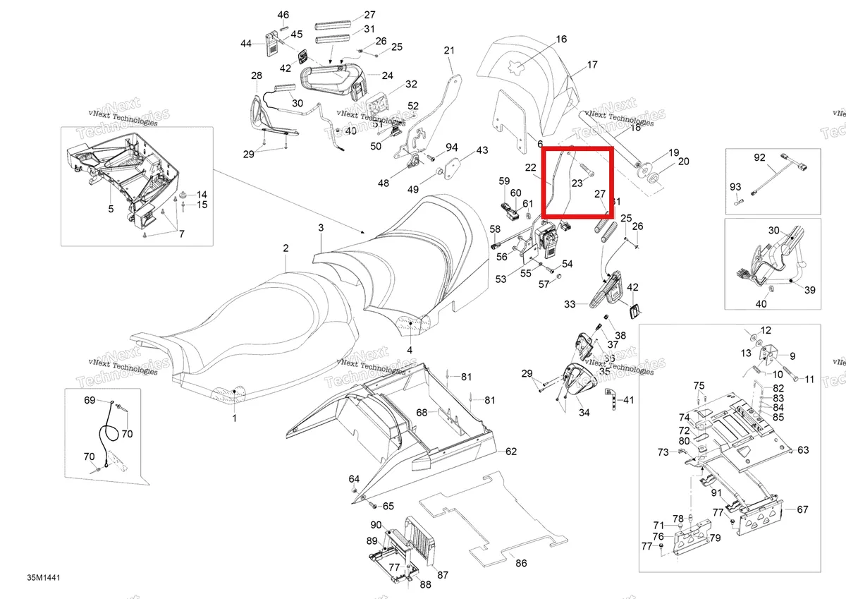 Деталь 205402546 (М10 Х 25) на схеме узла 2014 Ski-Doo EXPEDITION LE 1200 XU Seat