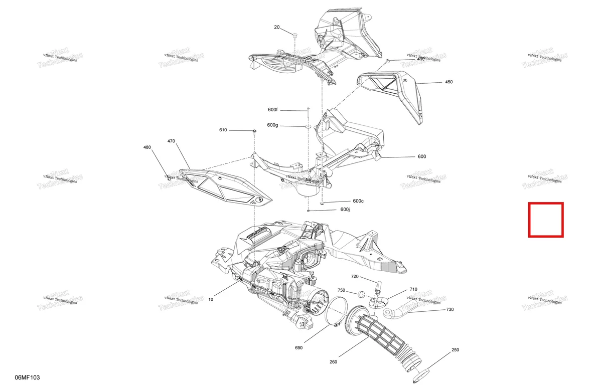 Деталь 205444056 на схеме узла 2026 Ski-Doo SKANDIC - LE - 600 ACE - AKTA - Deep Black - 20X154X1.5CST Track Engine - Air Intake