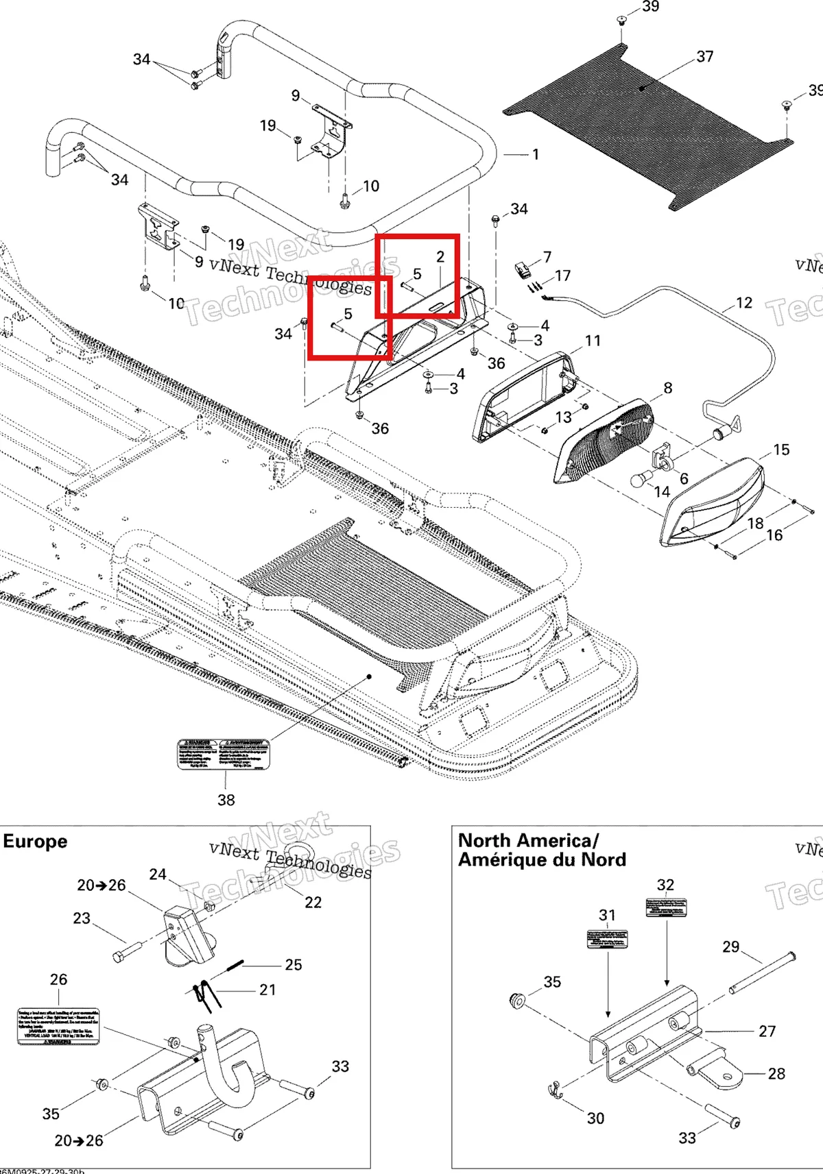 Деталь 205452560 (Винт М5 Х 25) на схеме узла 2009 Ski-Doo Skandic Tundra LT 550F Luggage Rack
