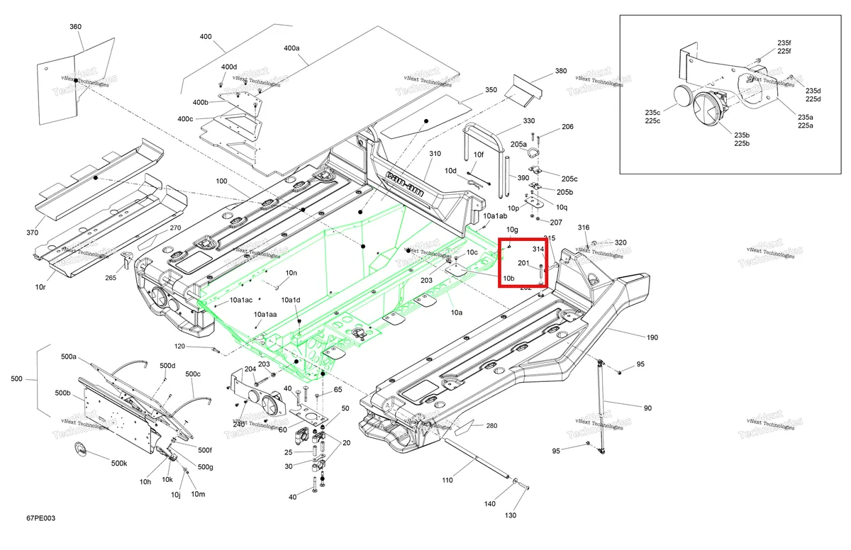 Деталь 205484056 на схеме узла 2025 Can-Am OUT-MAX - 6X6 - XT - 1000 EFI - 5ZSA - Boreal Green Body - Cargo Platform