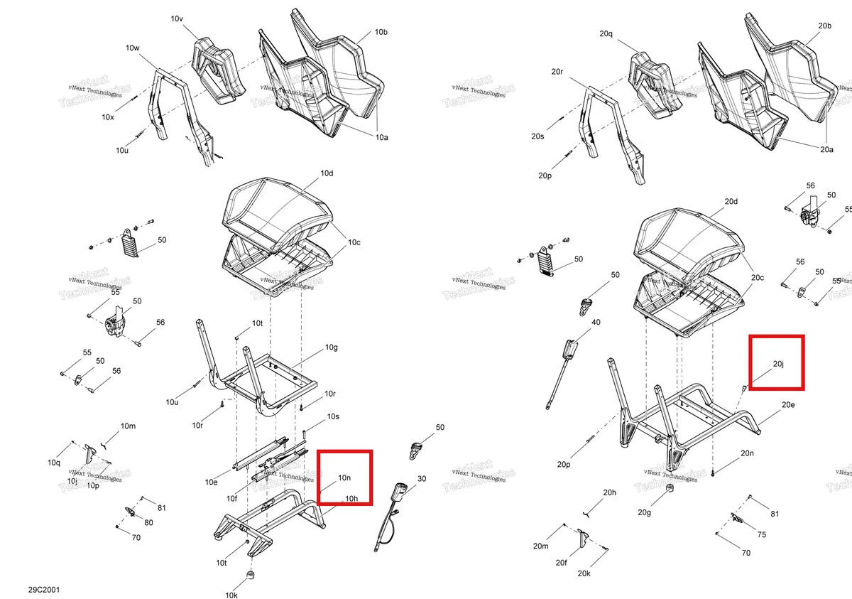 Деталь 205501644 (Деталь Socket Screw M10 X 16) на схеме узла 2020 Can-Am Commander 800R EFI Seat