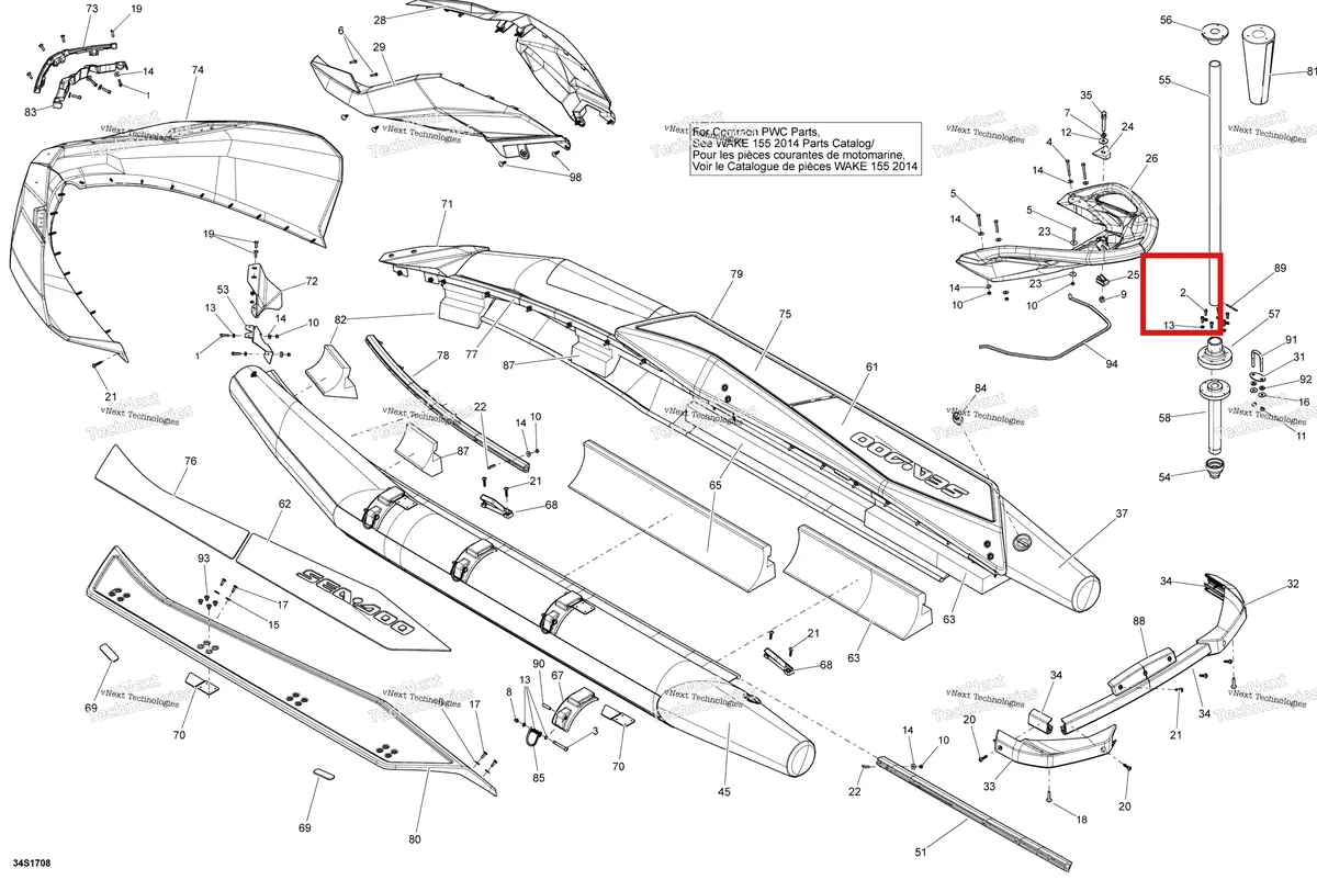 Деталь 205561660 на схеме узла 2018 Sea-Doo SAR 155 Body
