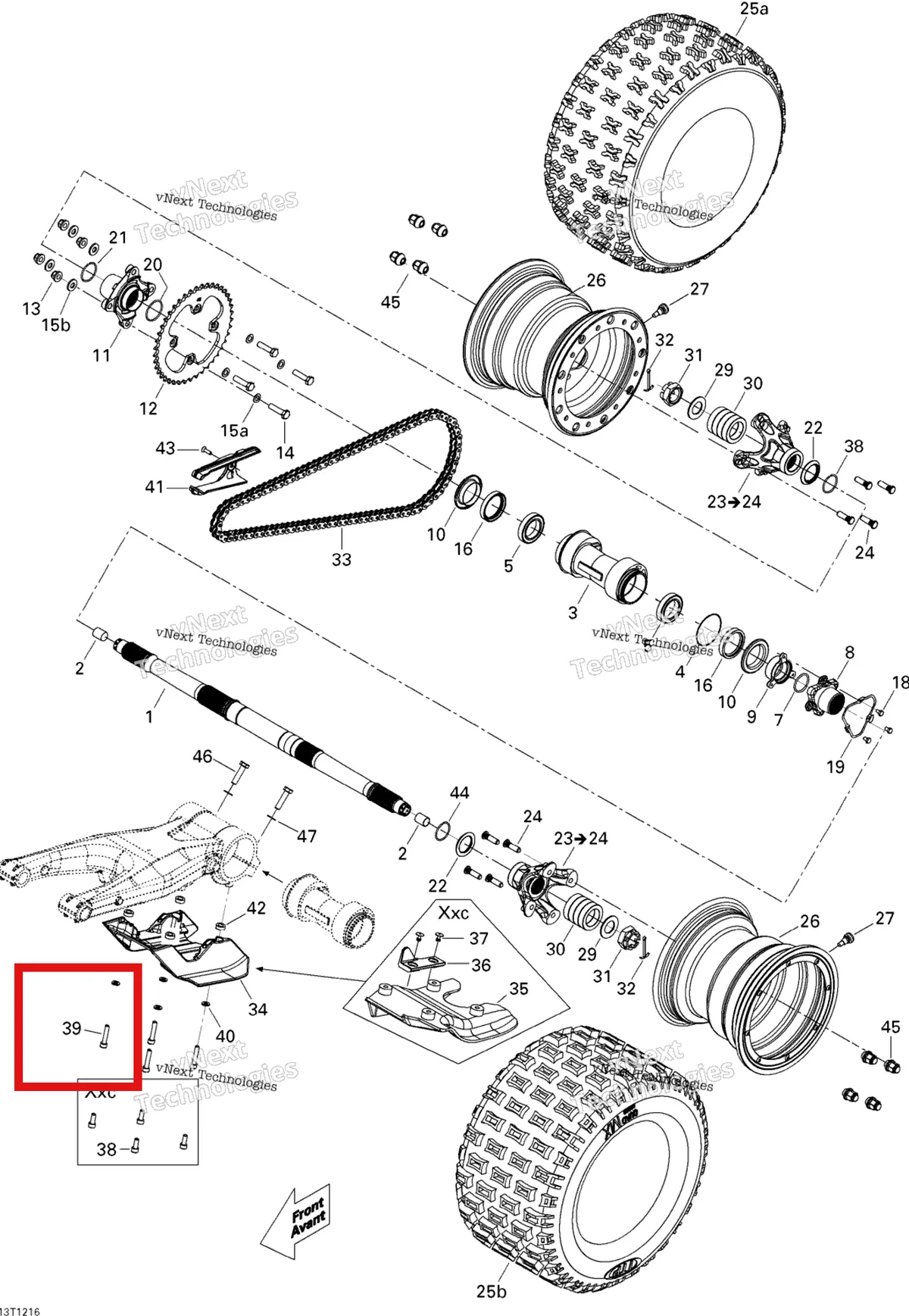Деталь 205585044 на схеме узла 2015 Can-Am DS 450EFI XXC, XMX Drive System, Rear