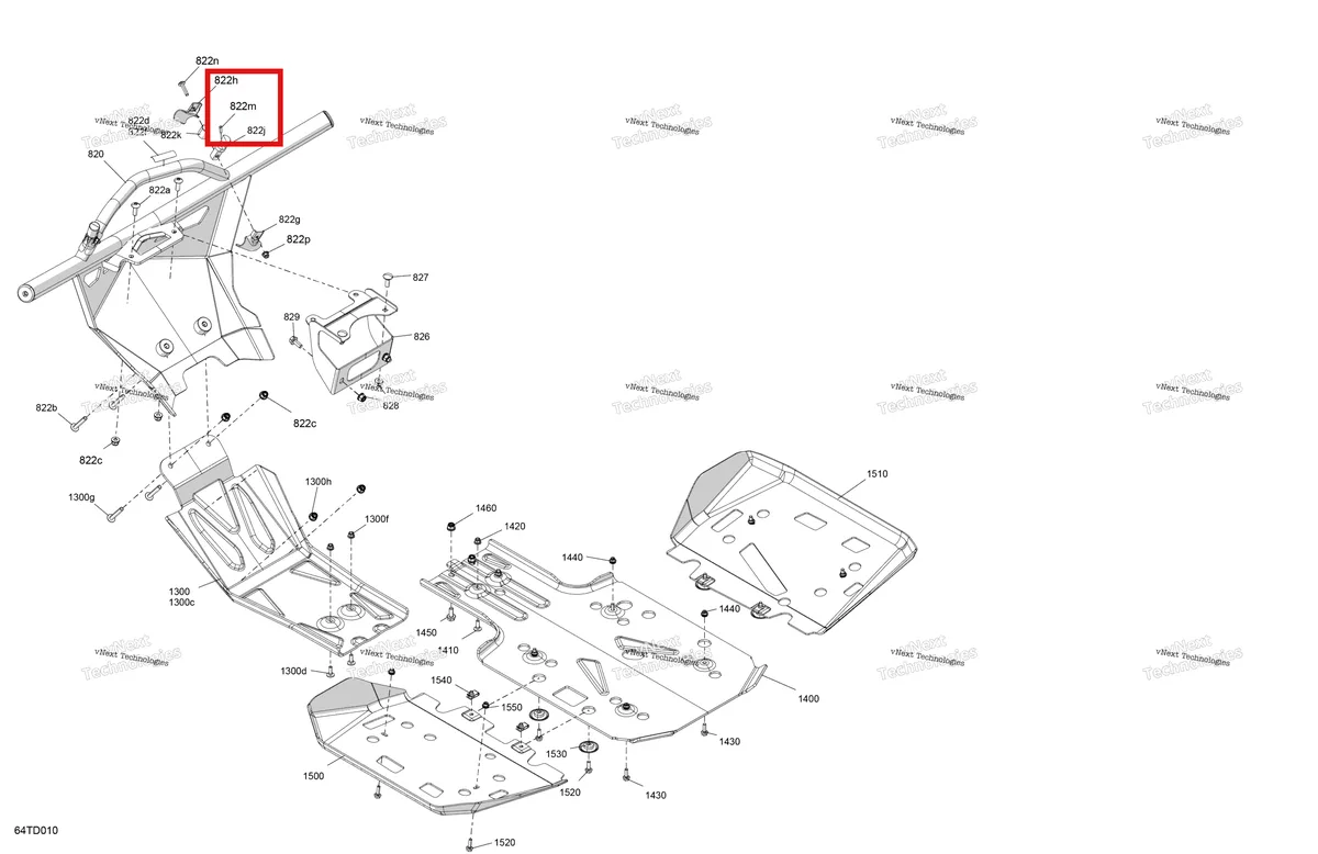 Деталь 206252044 на схеме узла 2024 Can-Am Outlander 1000R EFI 4X4 - 4MRA - X XC Package - Chalk Body - Skid Plate And Bumper