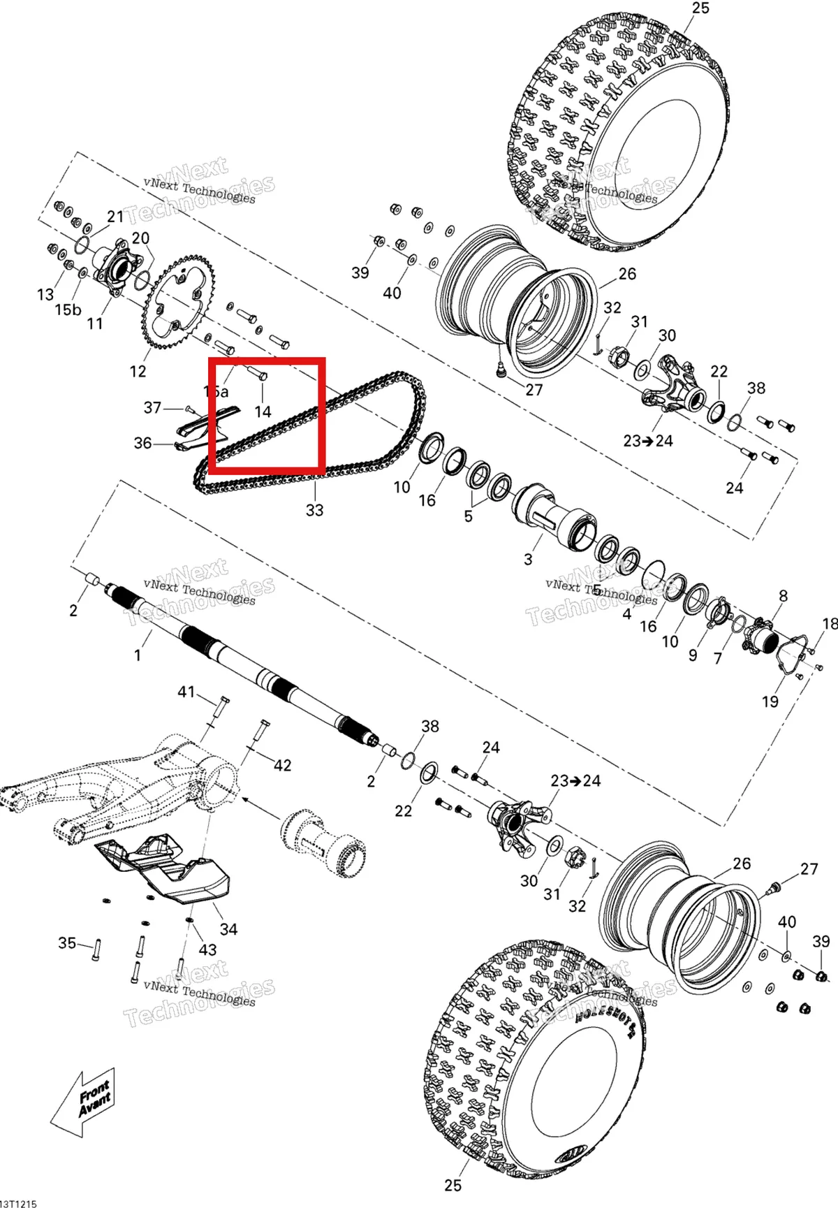 Деталь 207004036 на схеме узла 2015 Can-Am DS 450EFI STD Drive System, Rear