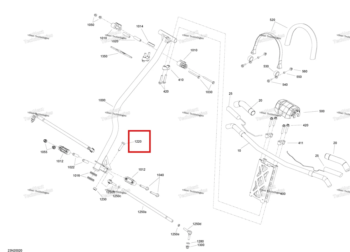 Деталь 207004044 (винт М10 х 40) на схеме узла 2020 Ski-Doo EXPEDITION SWT 900 ACE Steering - System