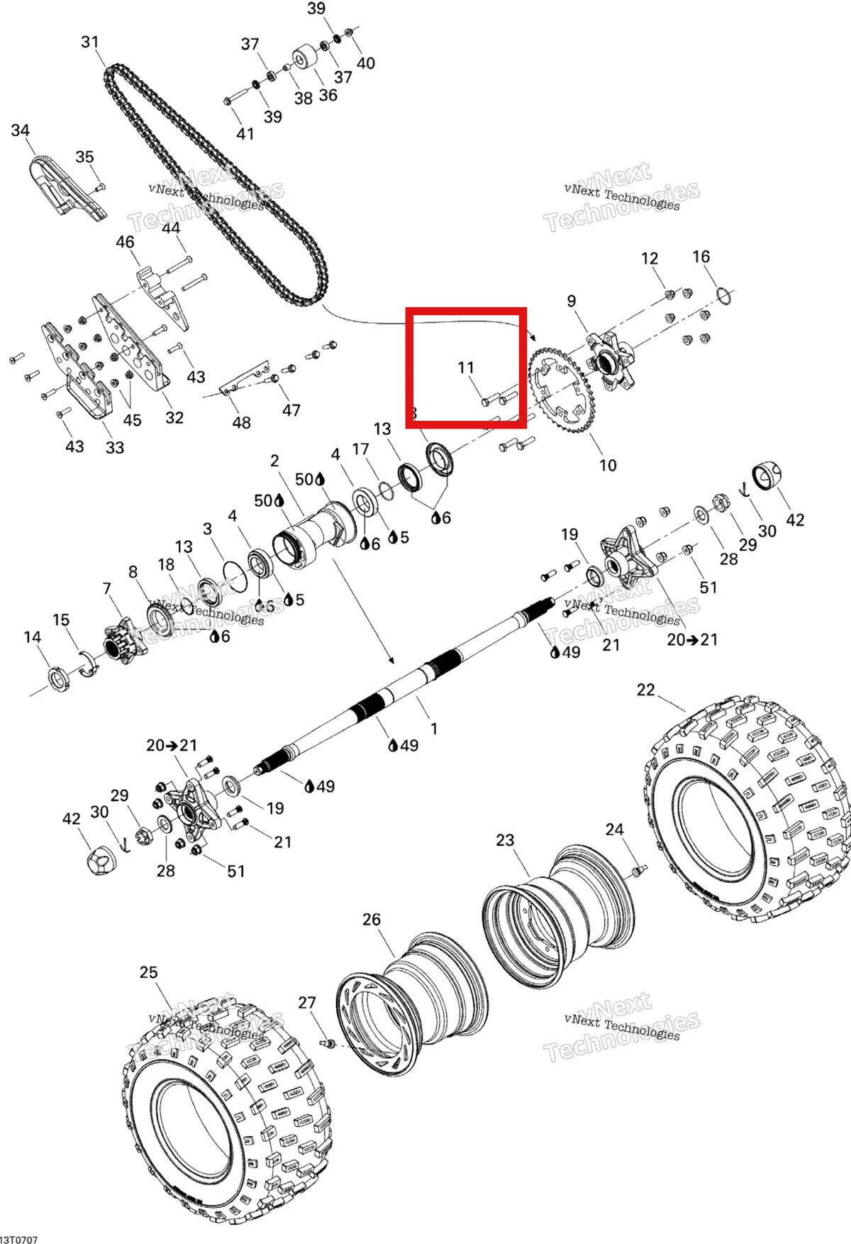 Деталь 207004046 на схеме узла 2007 Can-Am DS 650 X Drive System, Rear