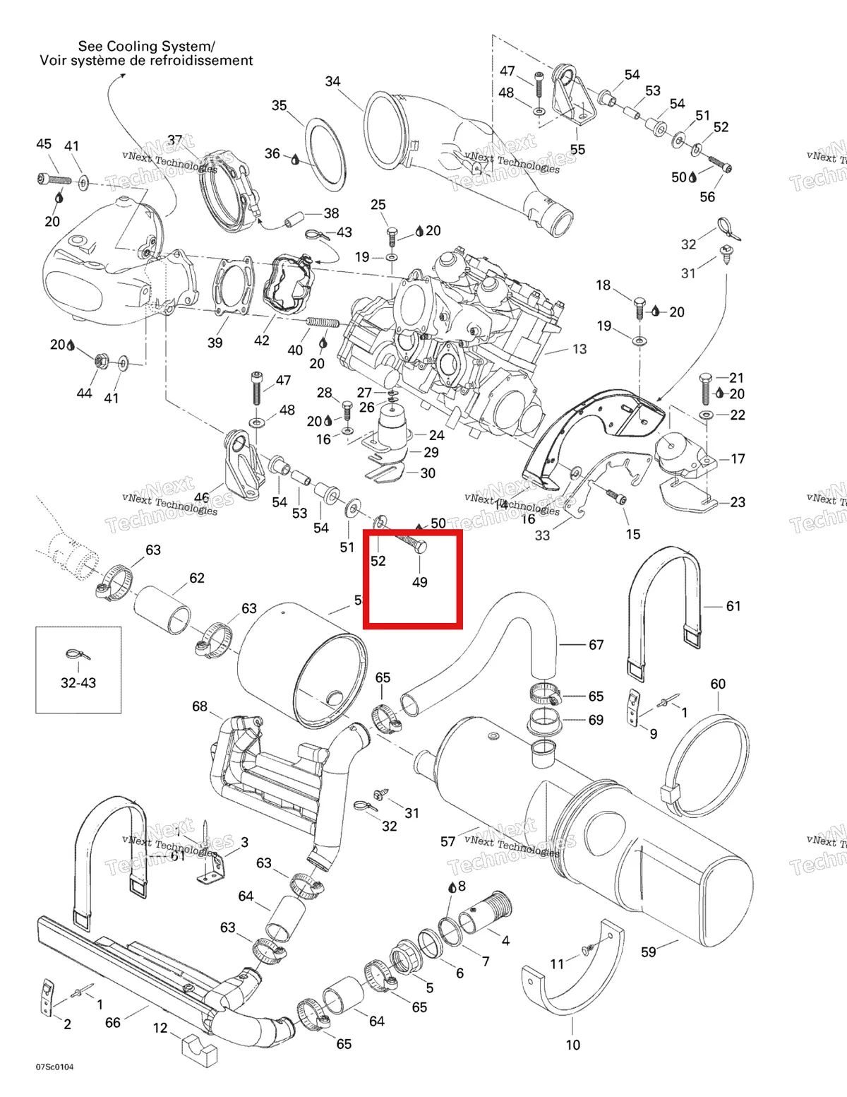 Деталь 207004060 на схеме узла 2001 Sea-Doo LRV, 5697 Engine Support And Muffler