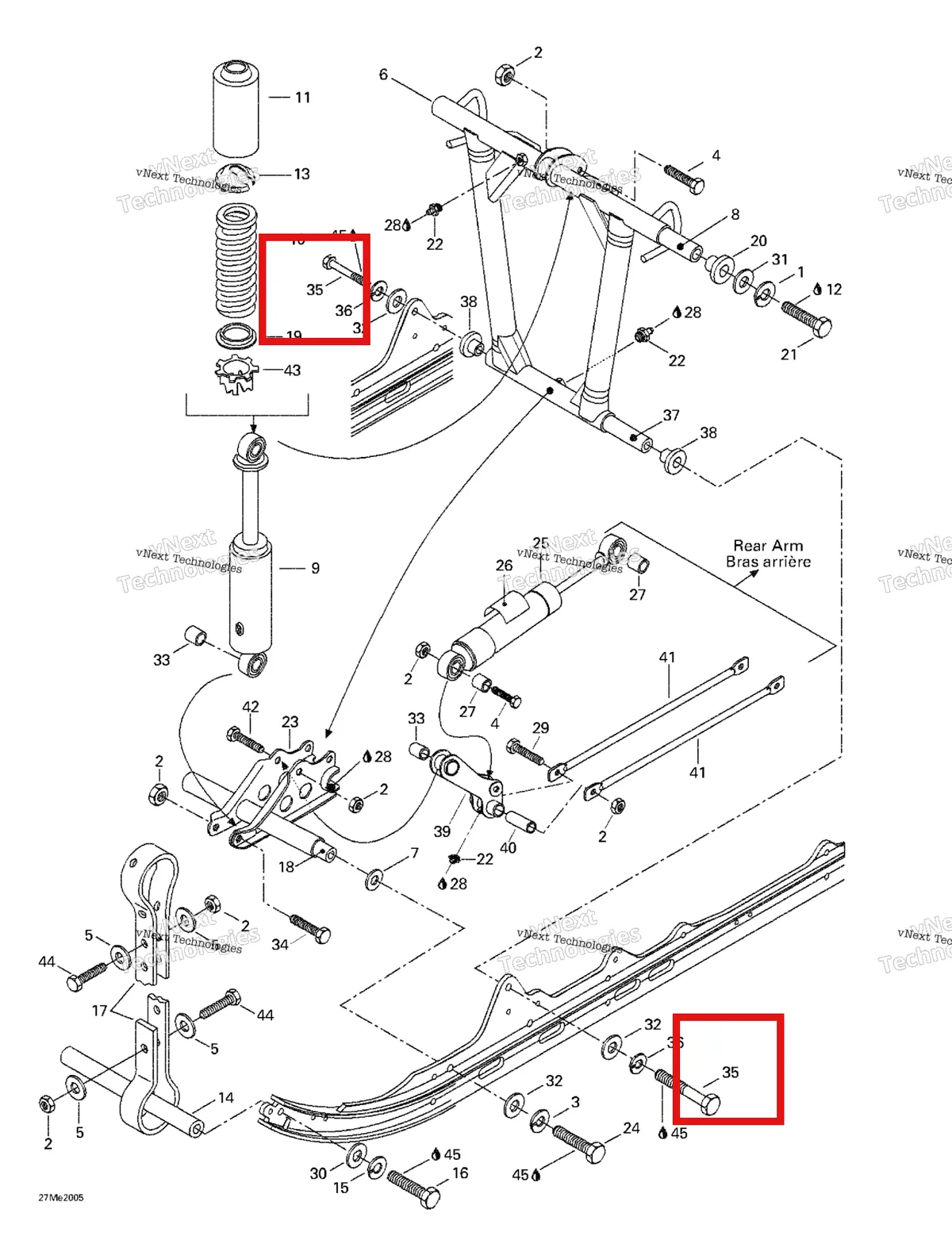 Деталь 207026044 (Деталь Hex. Screw M12 X 60) на схеме узла 2000 Ski-Doo Formula 500 LC Front Arm