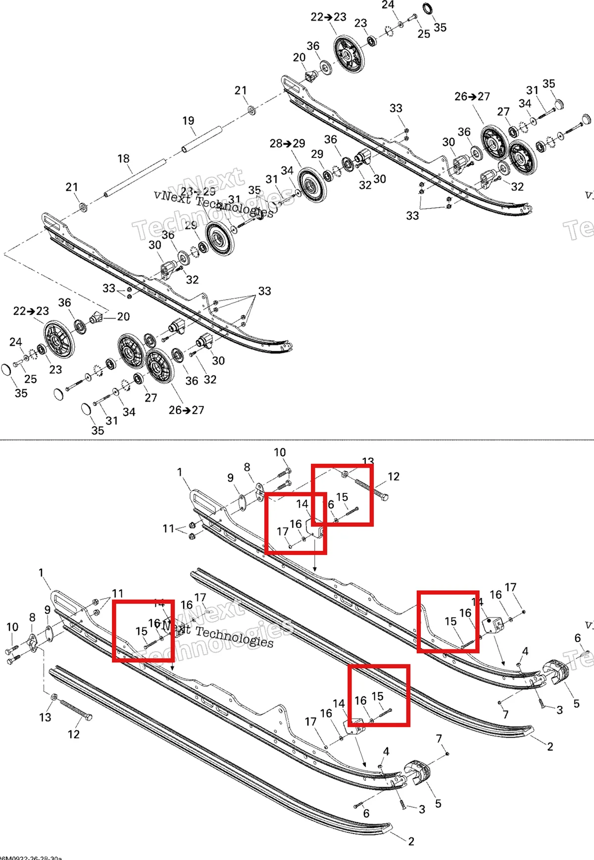Деталь 207054044 (Деталь Hex. Screw M5 X 40) на схеме узла 2009 Ski-Doo GTX Fan Rear Suspension