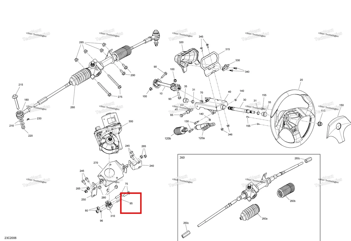Деталь 207063044 (Деталь Screw M6 X 30) на схеме узла 2020 Can-Am Commander MAX 800R EFI Steering