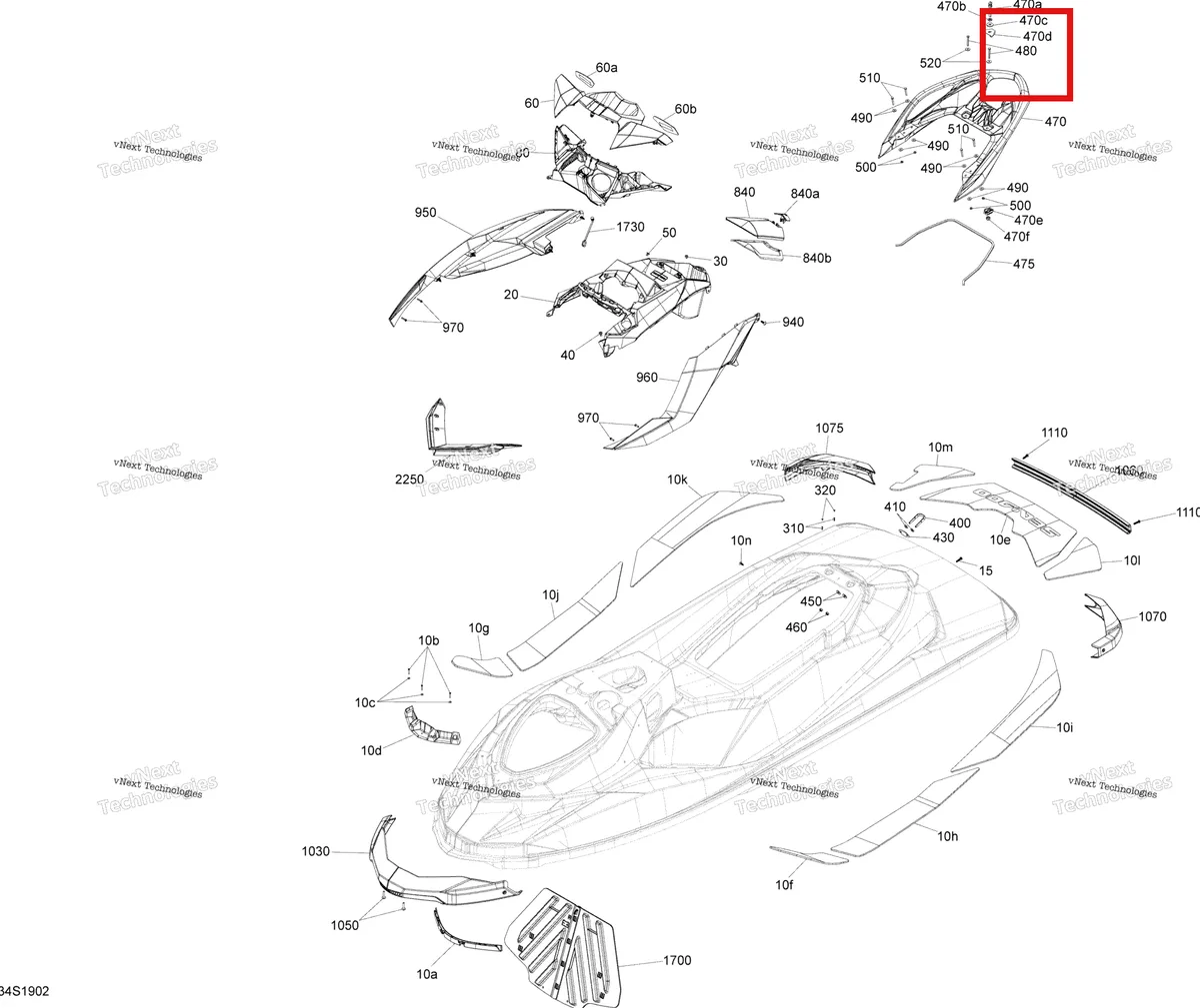 Деталь 207065060 на схеме узла 2019 Sea-Doo GTI 130 Body